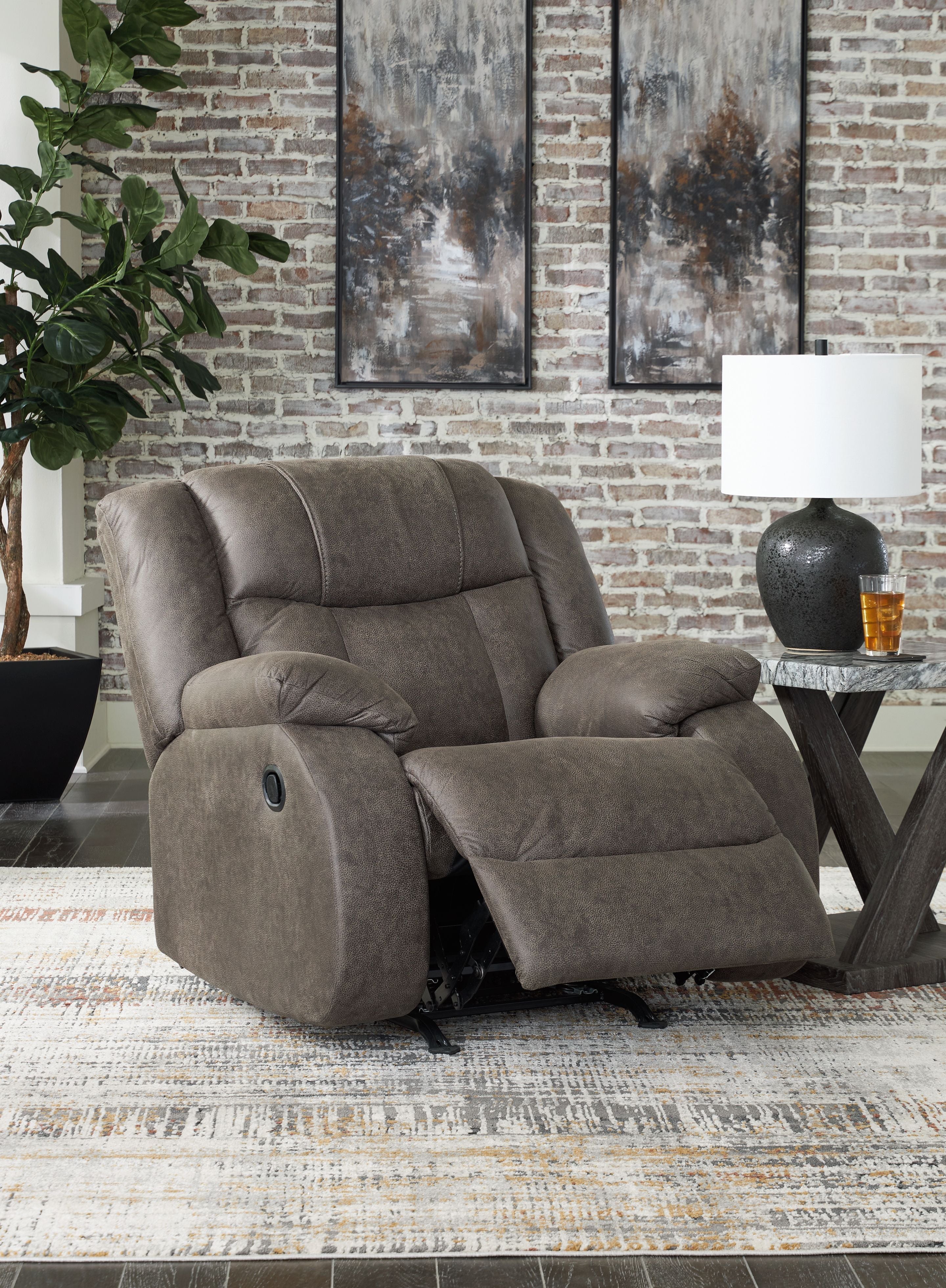 First Base - Gunmetal - Rocker Recliner - Faux Leather