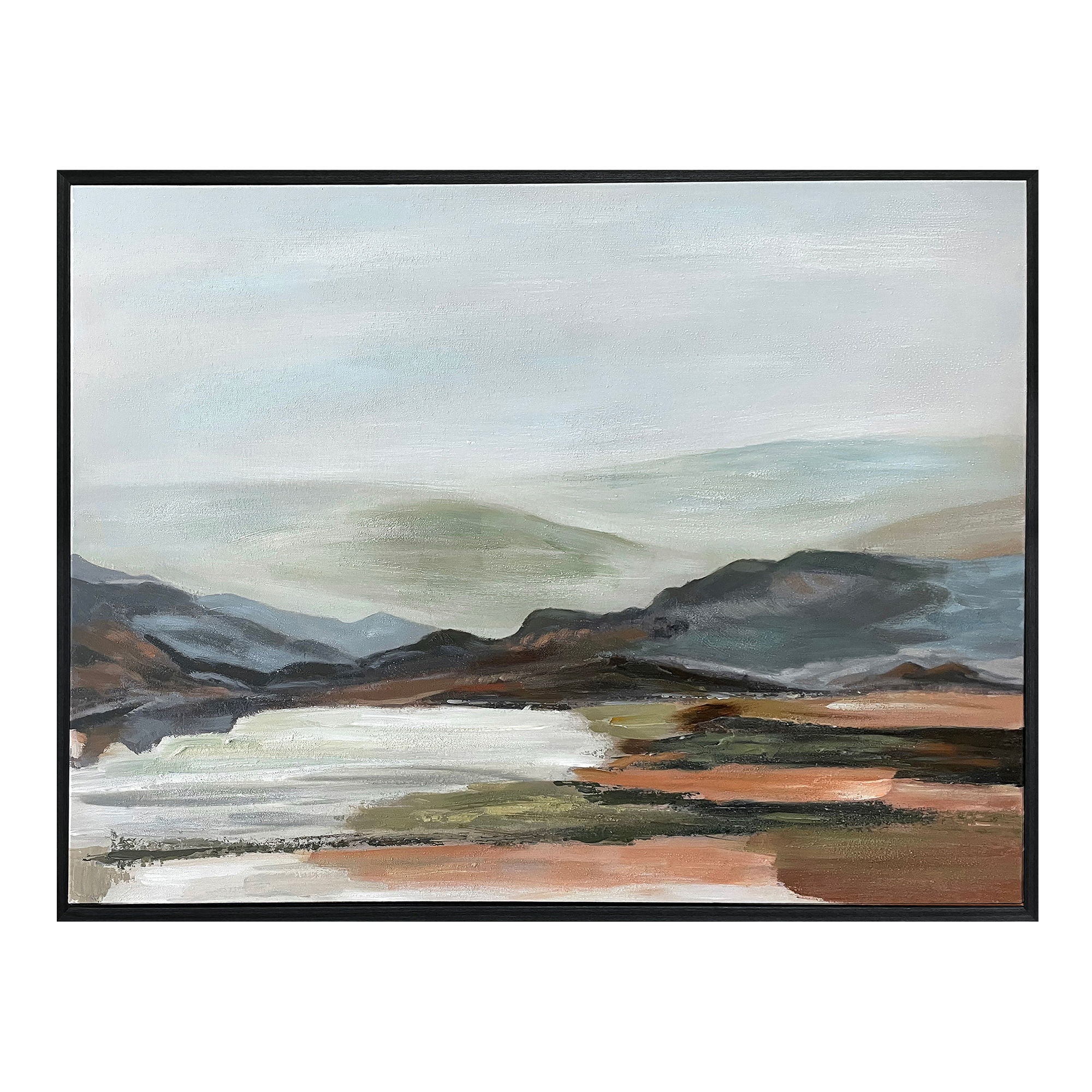 Hillside - Framed Painting - Multicolor