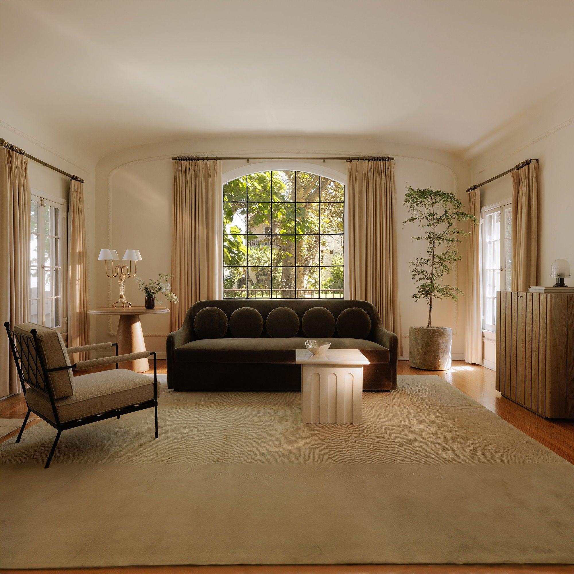 Rialto - Faux Mohair Sofa - Dark Green