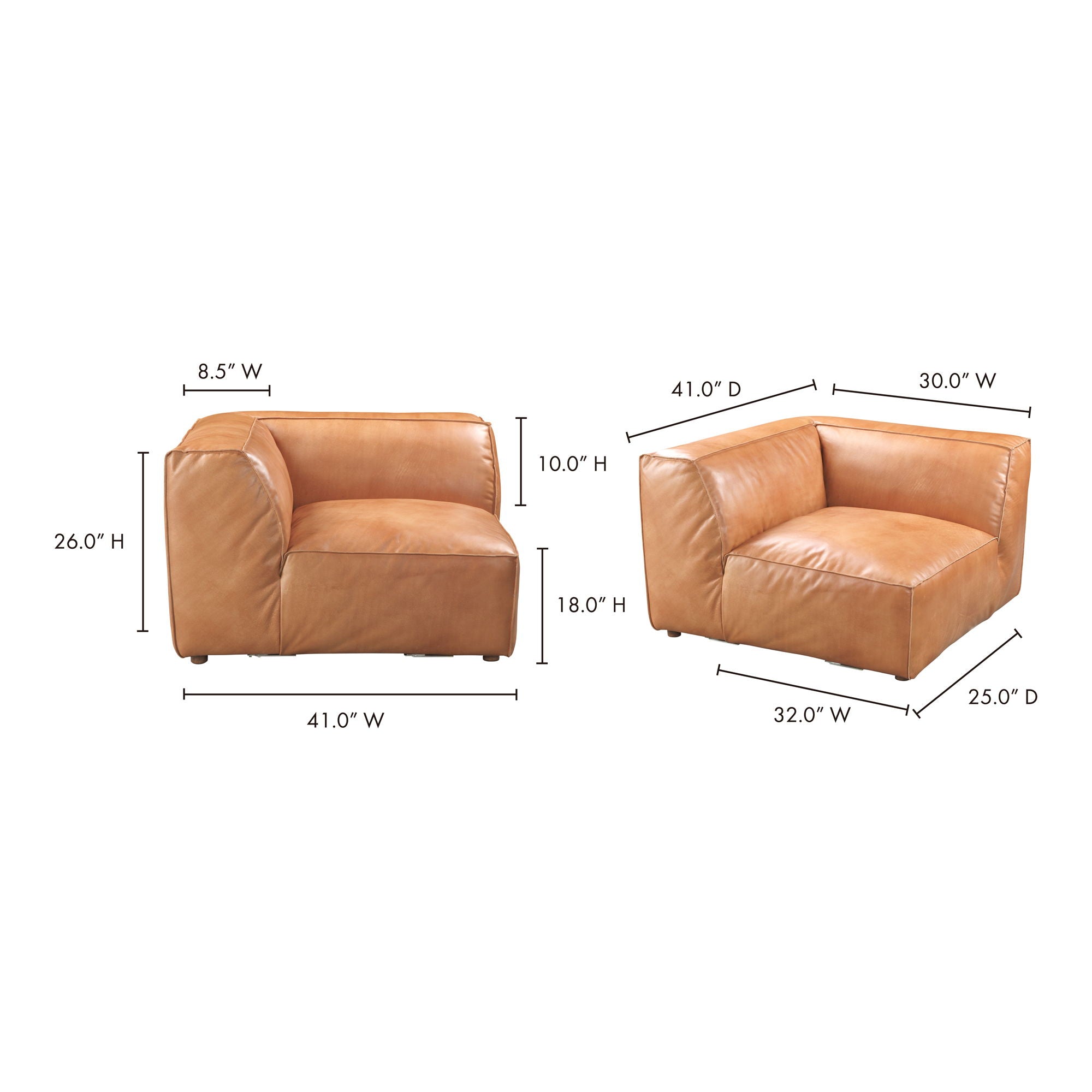 Luxe - Corner Chair - Light Brown