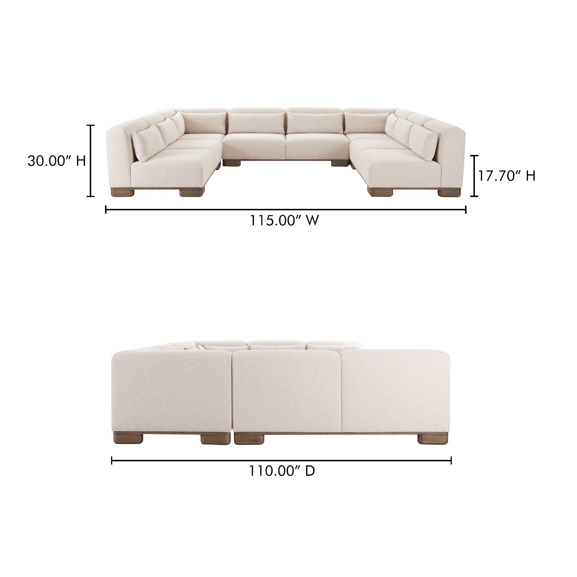 June - U Shaped Modular Sectional - Oatmeal