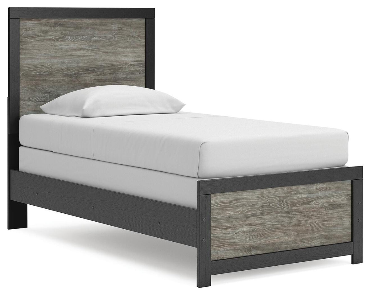Broachmyn - Twin Panel Bed - Black / Gray - Wood