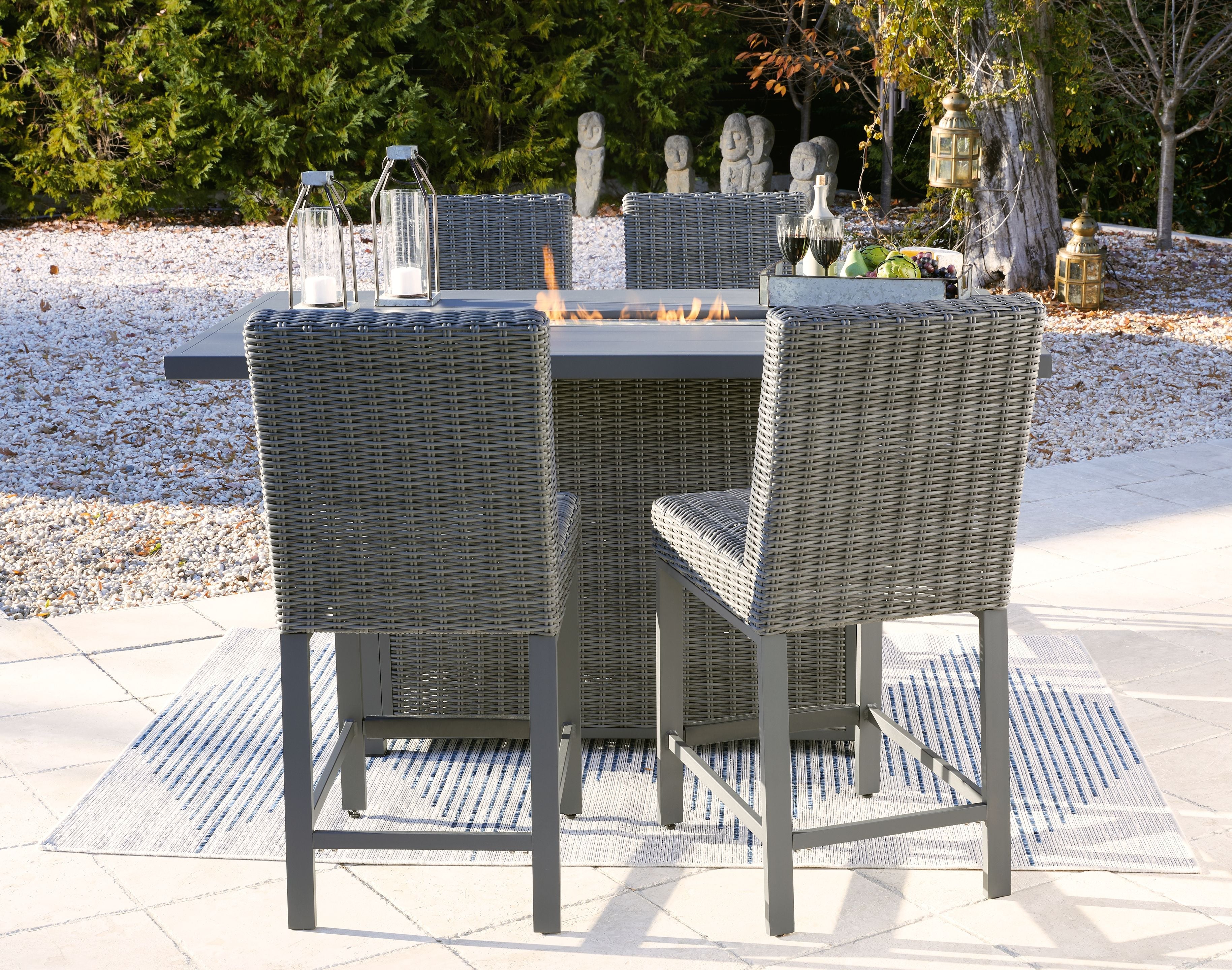 Palazzo - Gray - Outdoor Counter Height Dining Table With 4 Barstools