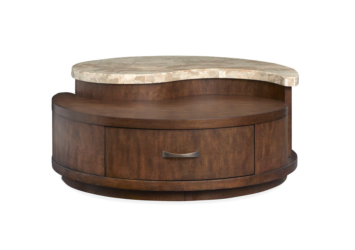 McPherson - Round Cocktail Table With Casters - Burnt Umber