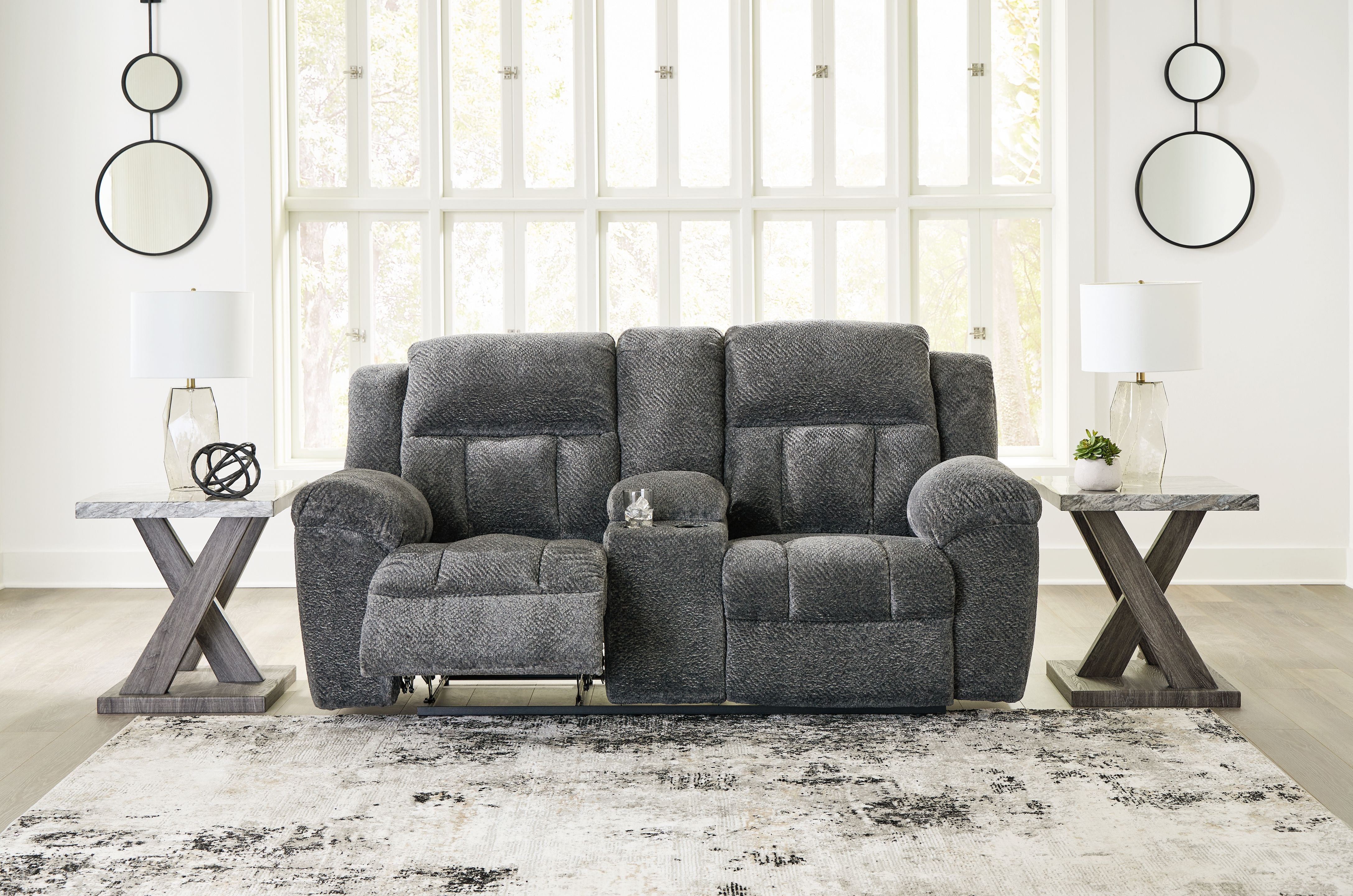 Frohn - Graphite - Dbl Reclining Loveseat With Console - Fabric