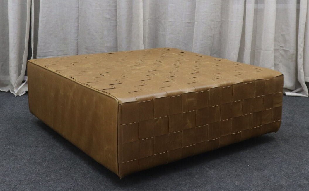 Aristo - Leather Square Ottoman - Chestnut