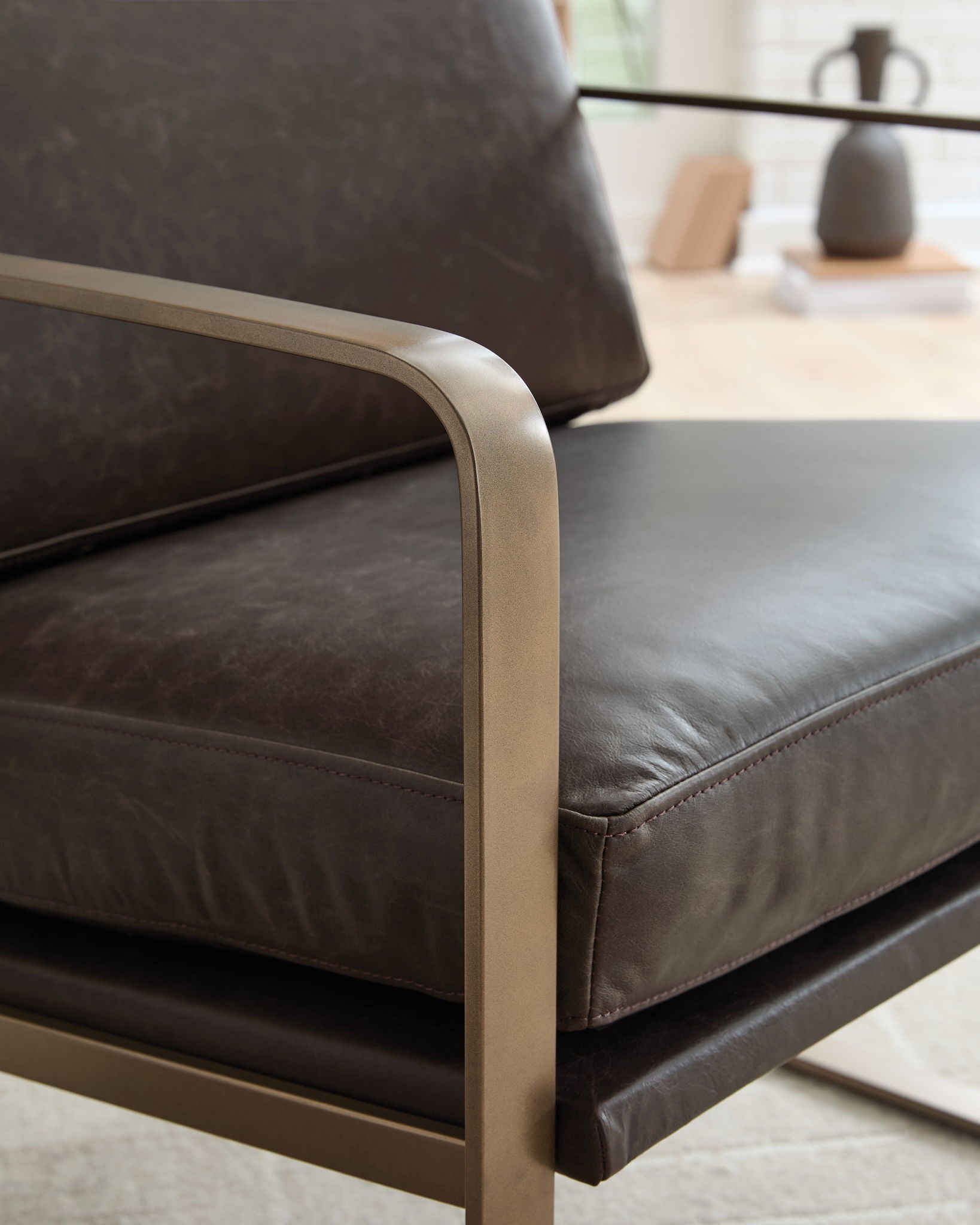 Bradett - Dark Brown / Gold Finish - Accent Chair
