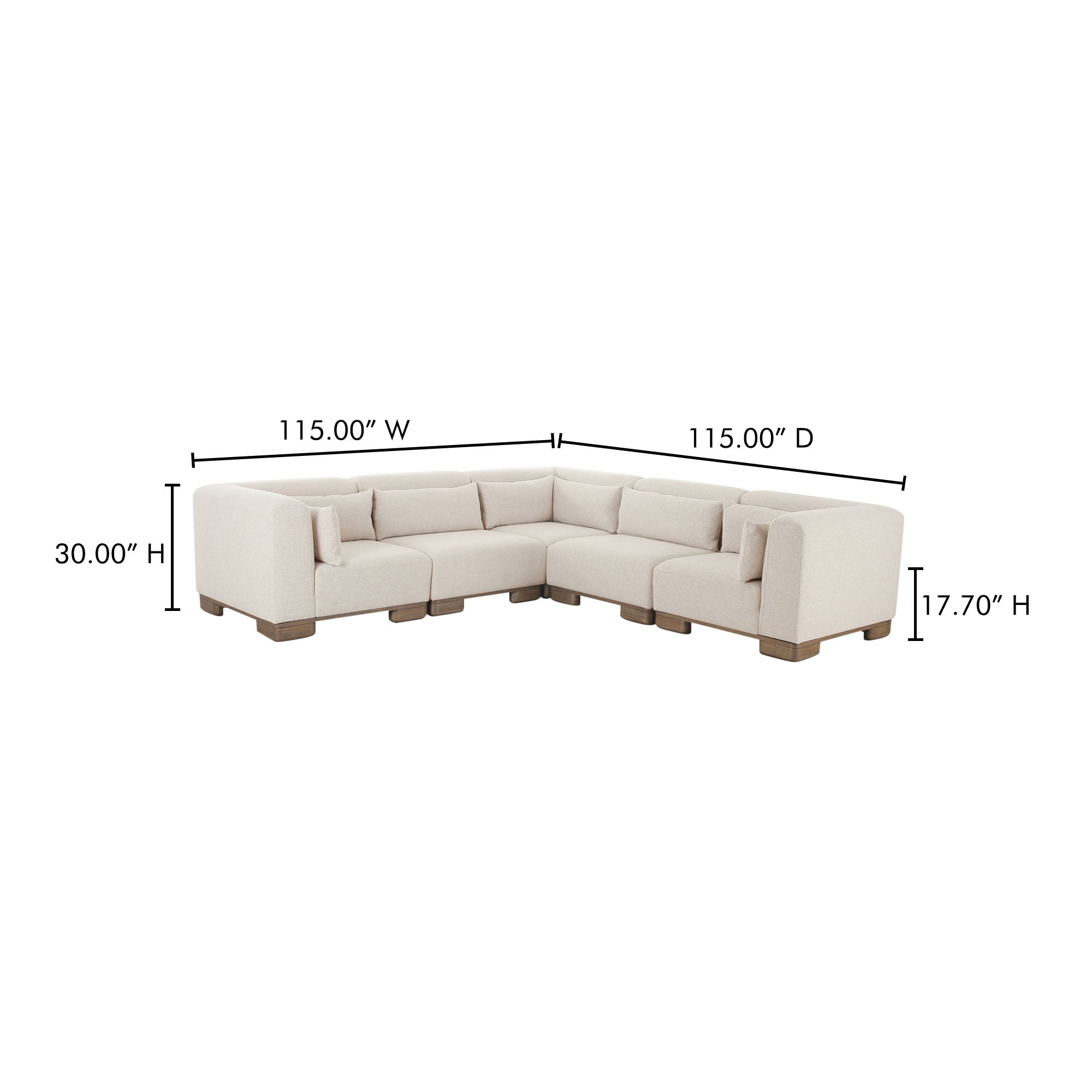 June - Classic L-Shaped Modular Sectional - Oatmeal