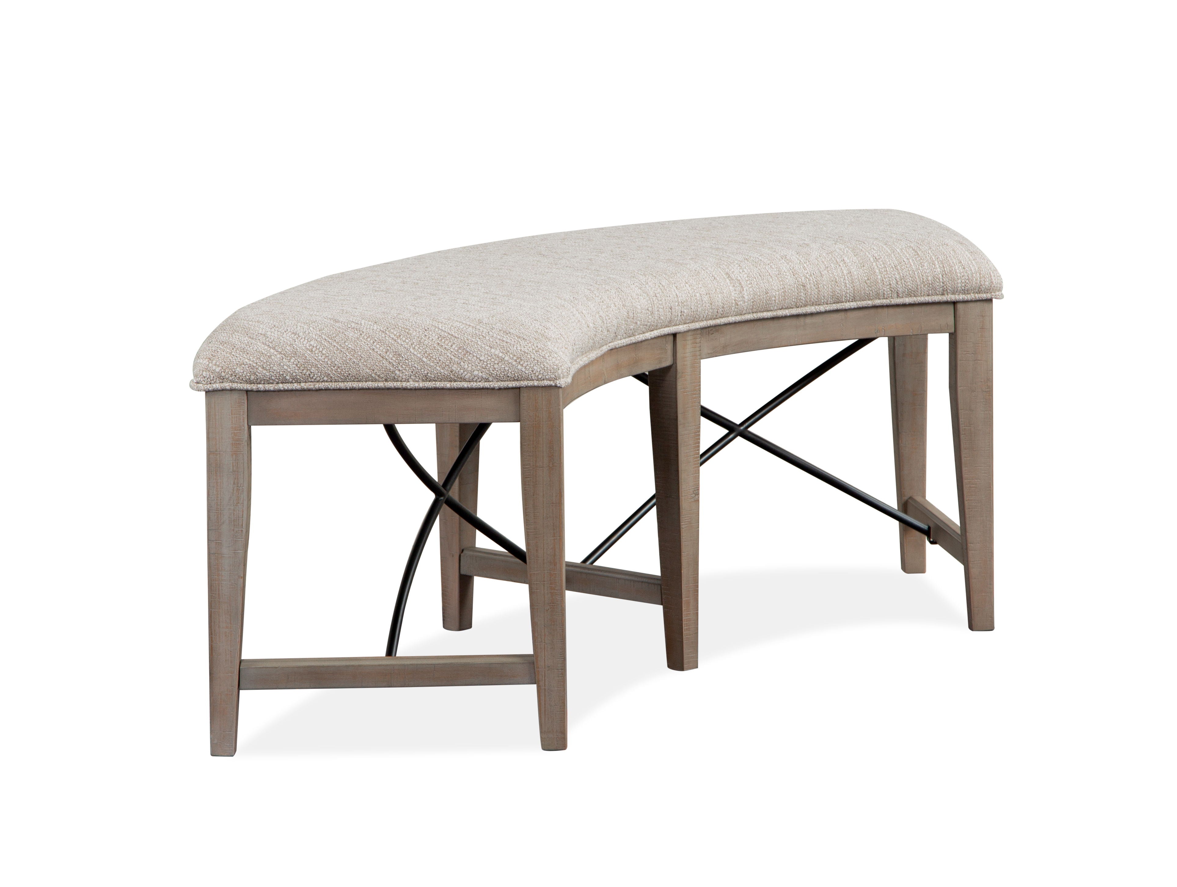 Paxton Place - Curved Bench With Upholstered Seat - Dovetail Grey