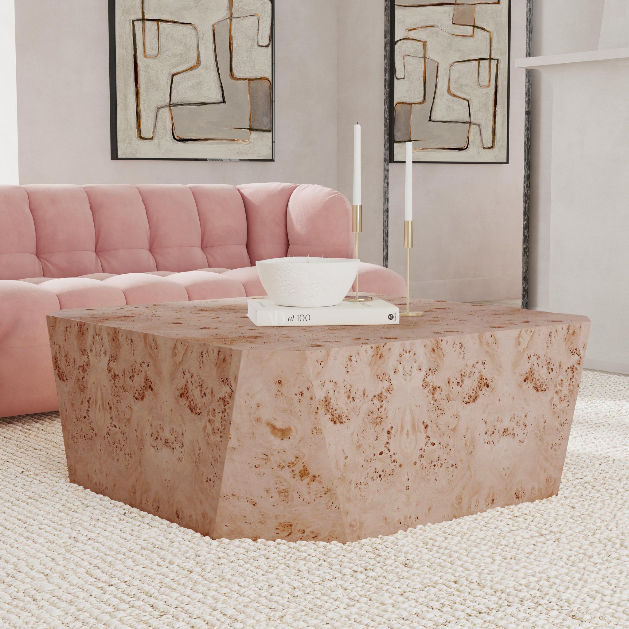 Avena - Burl Wood Square Coffee Table - Natural