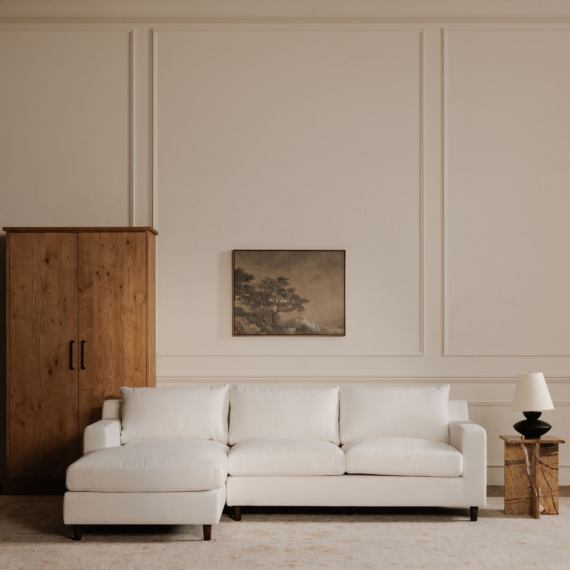 Hutton - Left Sectional - White