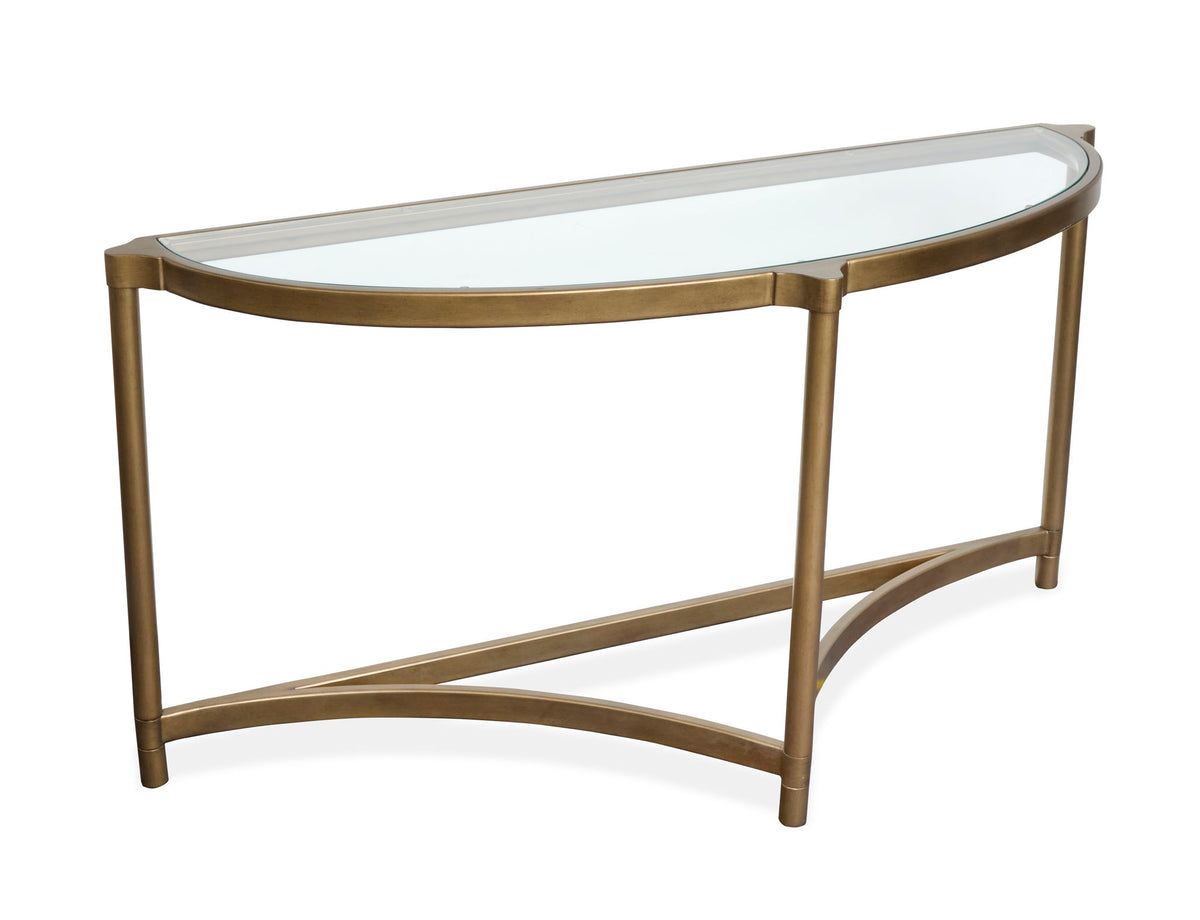 Cassidy - Demilune Sofa Table - Aged Brass And Volakas Classic