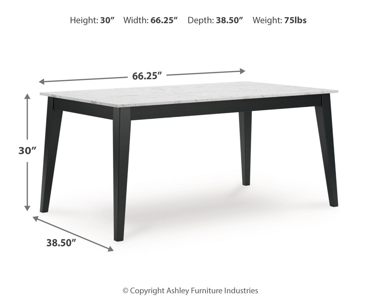 Jettaya - Black / White - Rectangular Dining Room Table