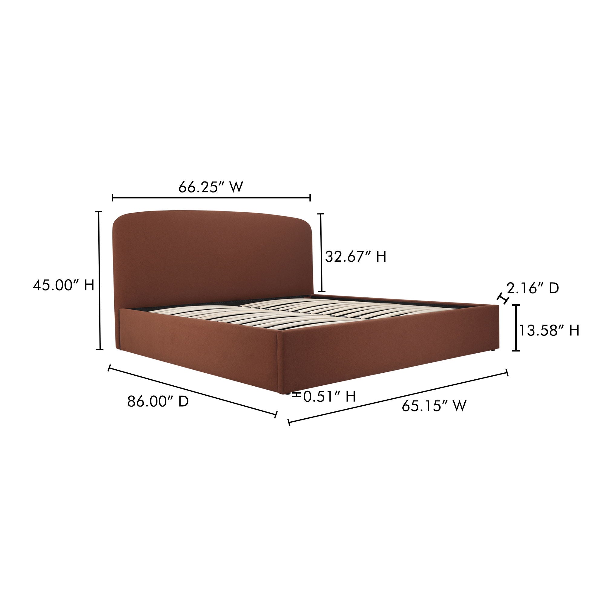 Joan - Queen Storage Bed - Rust