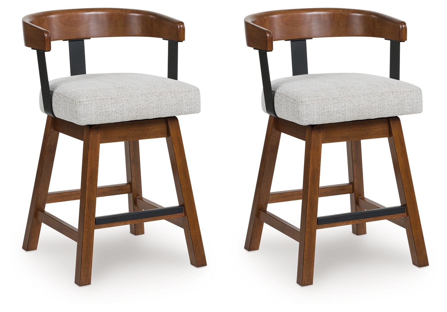 Ralene - Medium Brown - Upholstered Swivel Barstool (Set of 2)