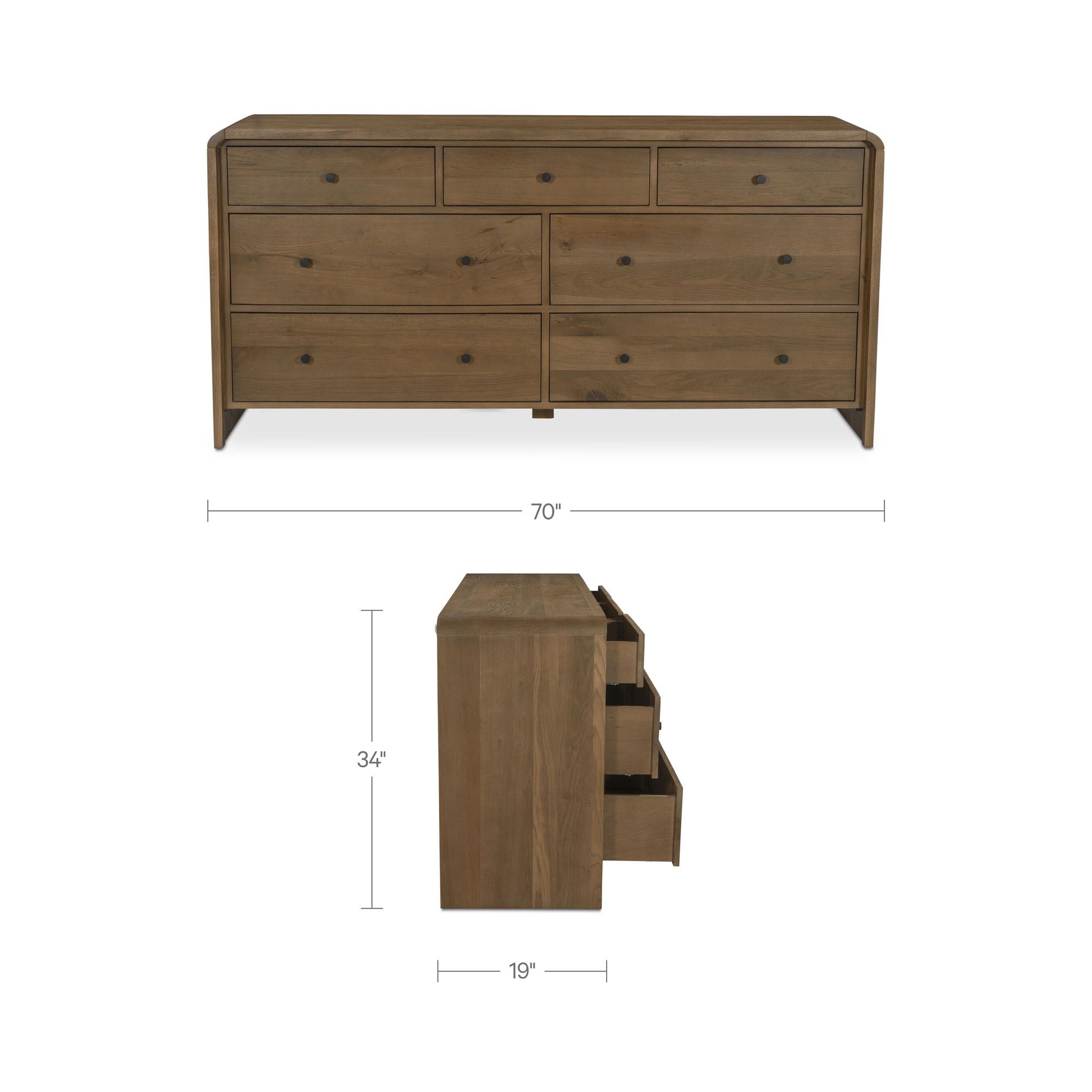 Riley - 7 Drawer Dresser - Oak