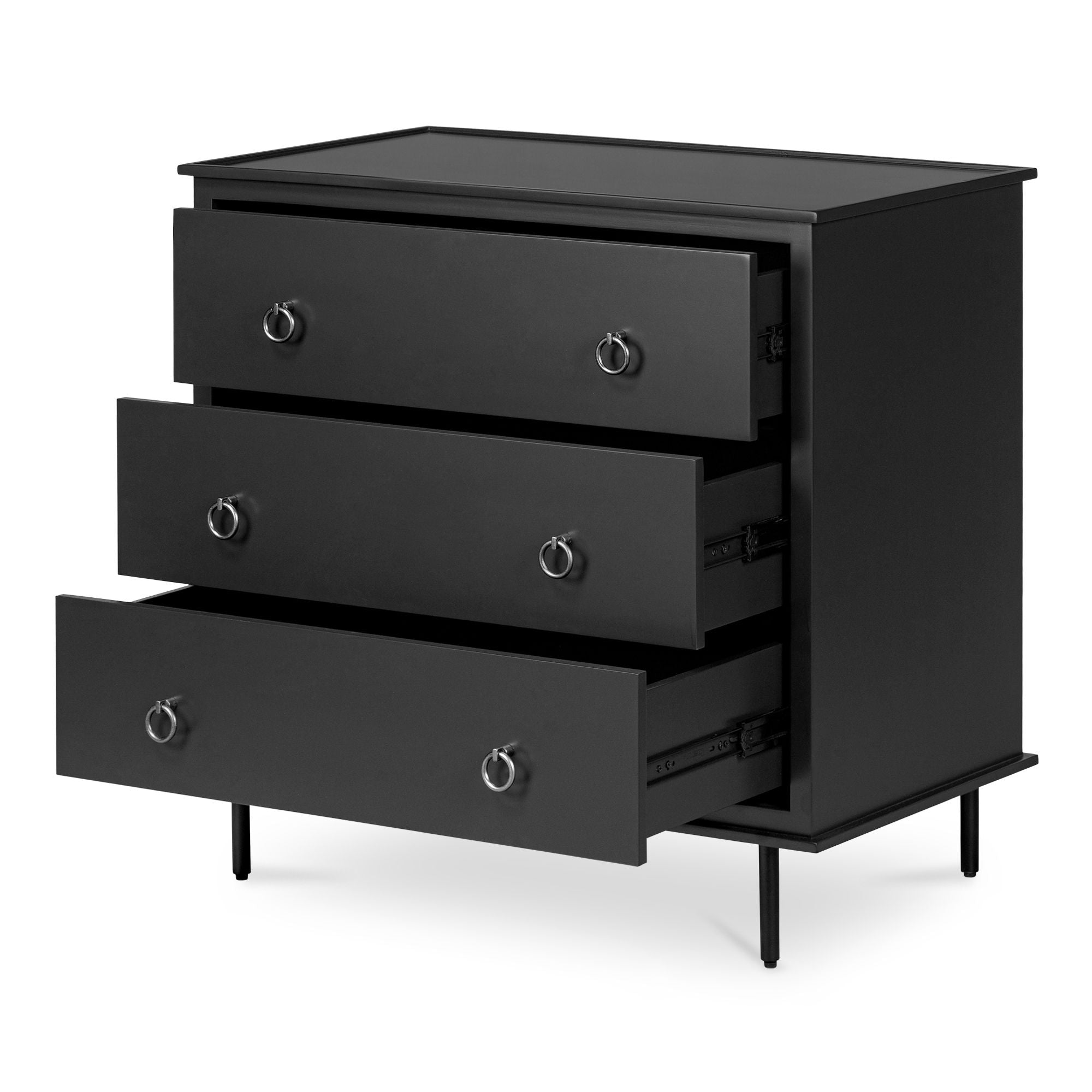 Reagan - 3 Drawer Nightstand - Black