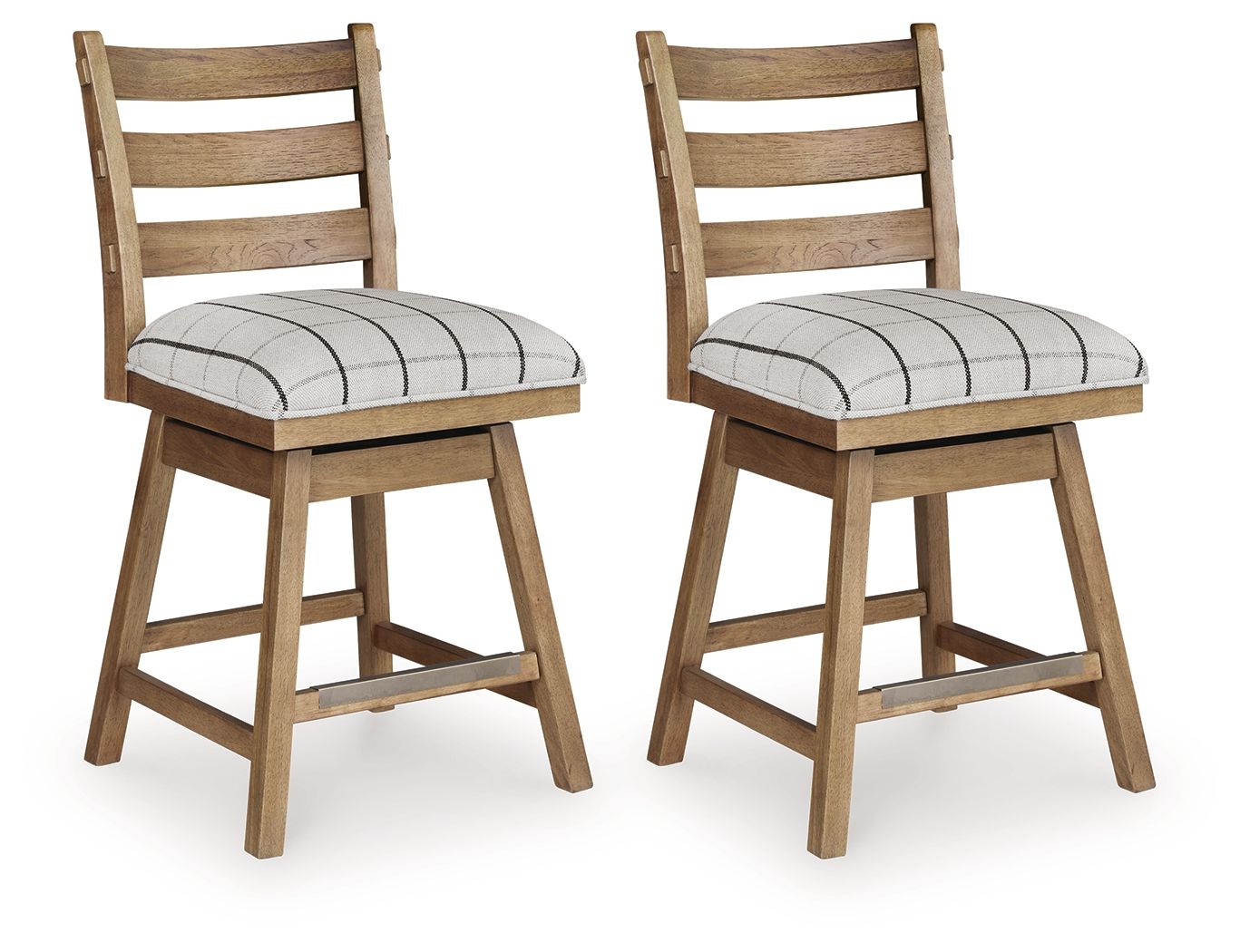 Ridgester - Upholstered Swivel Barstool (Set of 2) - Light Brown