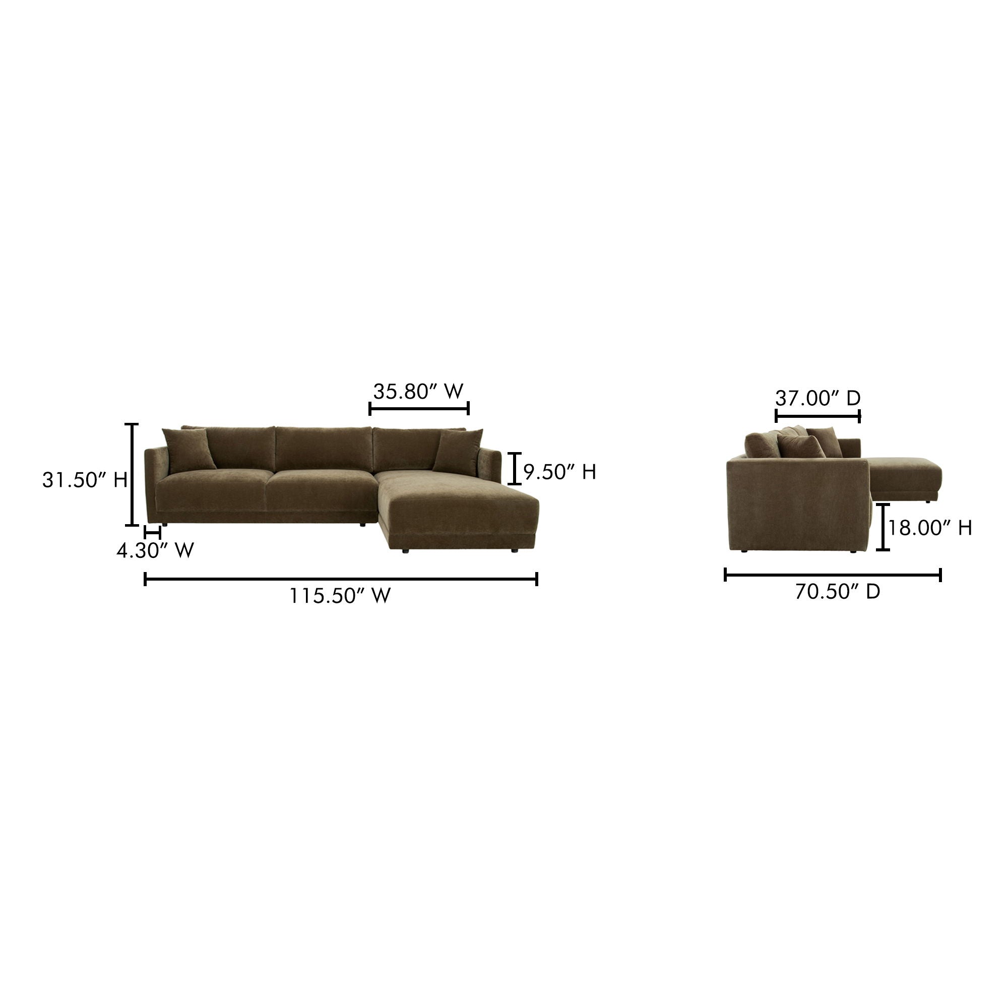 Bryn - Sectional Right - Cedar Green