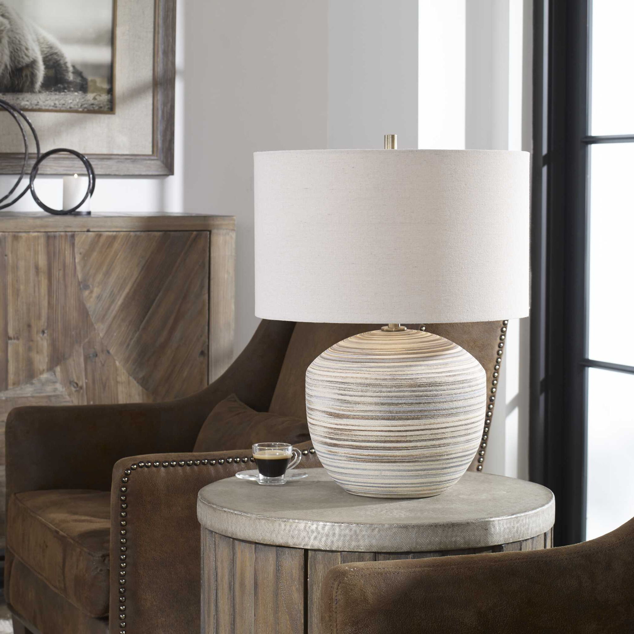 Prospect - Striped Accent Lamp - Light Brown