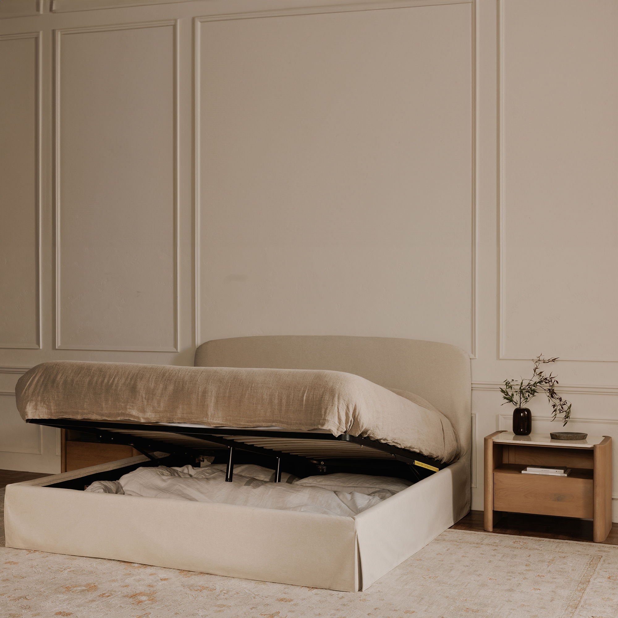 Joan - King Storage Bed - Cream