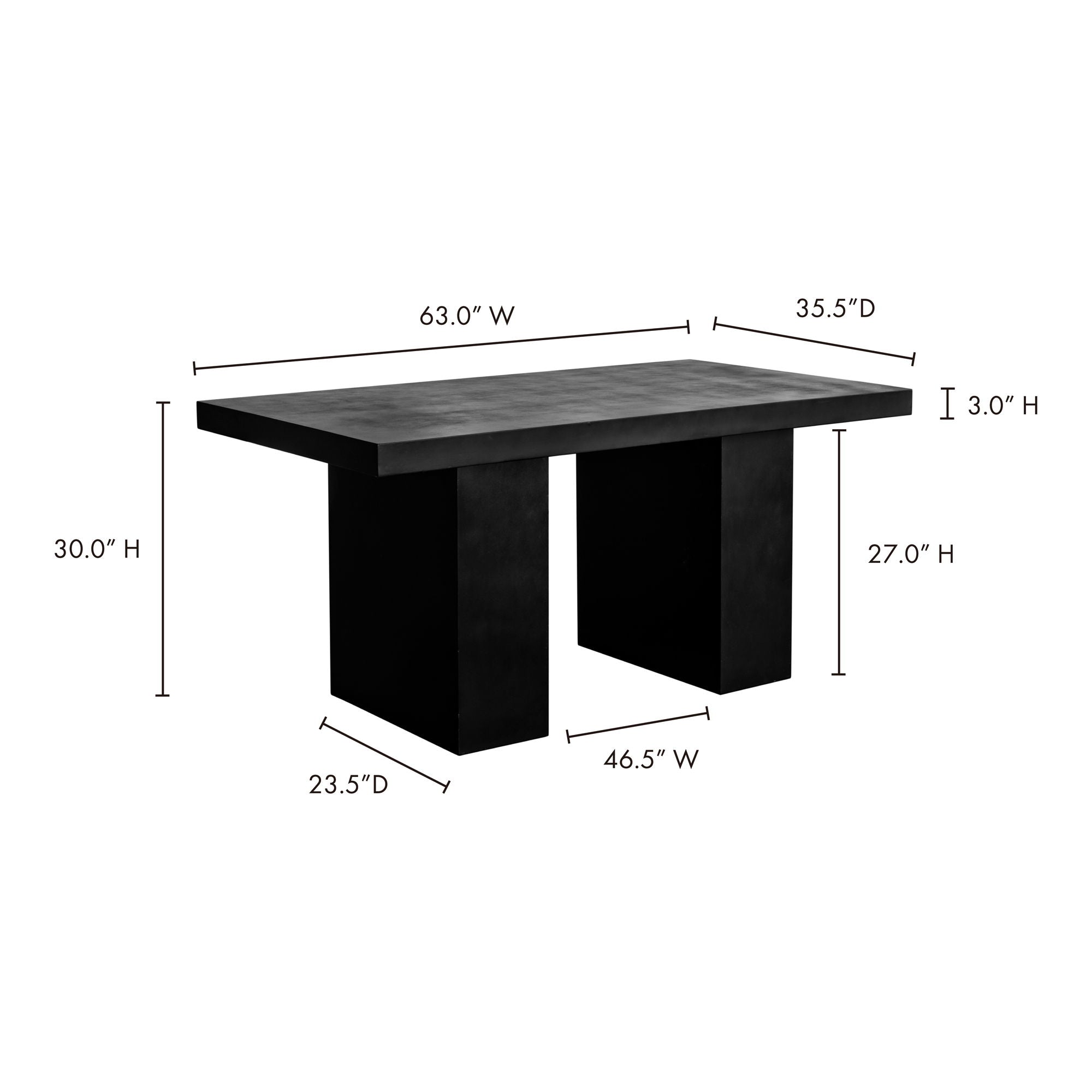 Aurelius - 2 Outdoor Concrete Dining Table - Black
