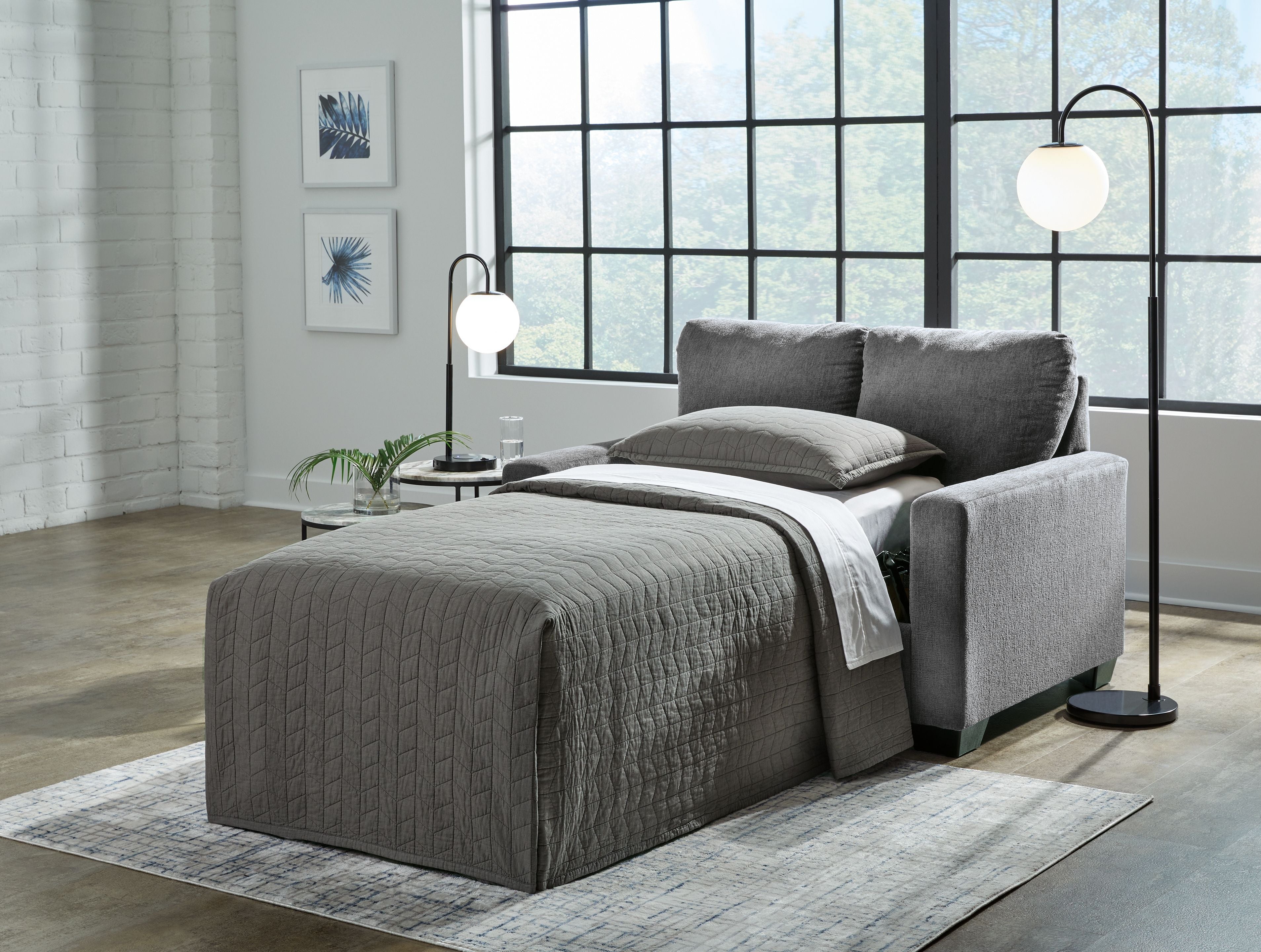 Rannis - Pewter - Twin Sofa Sleeper - Fabric