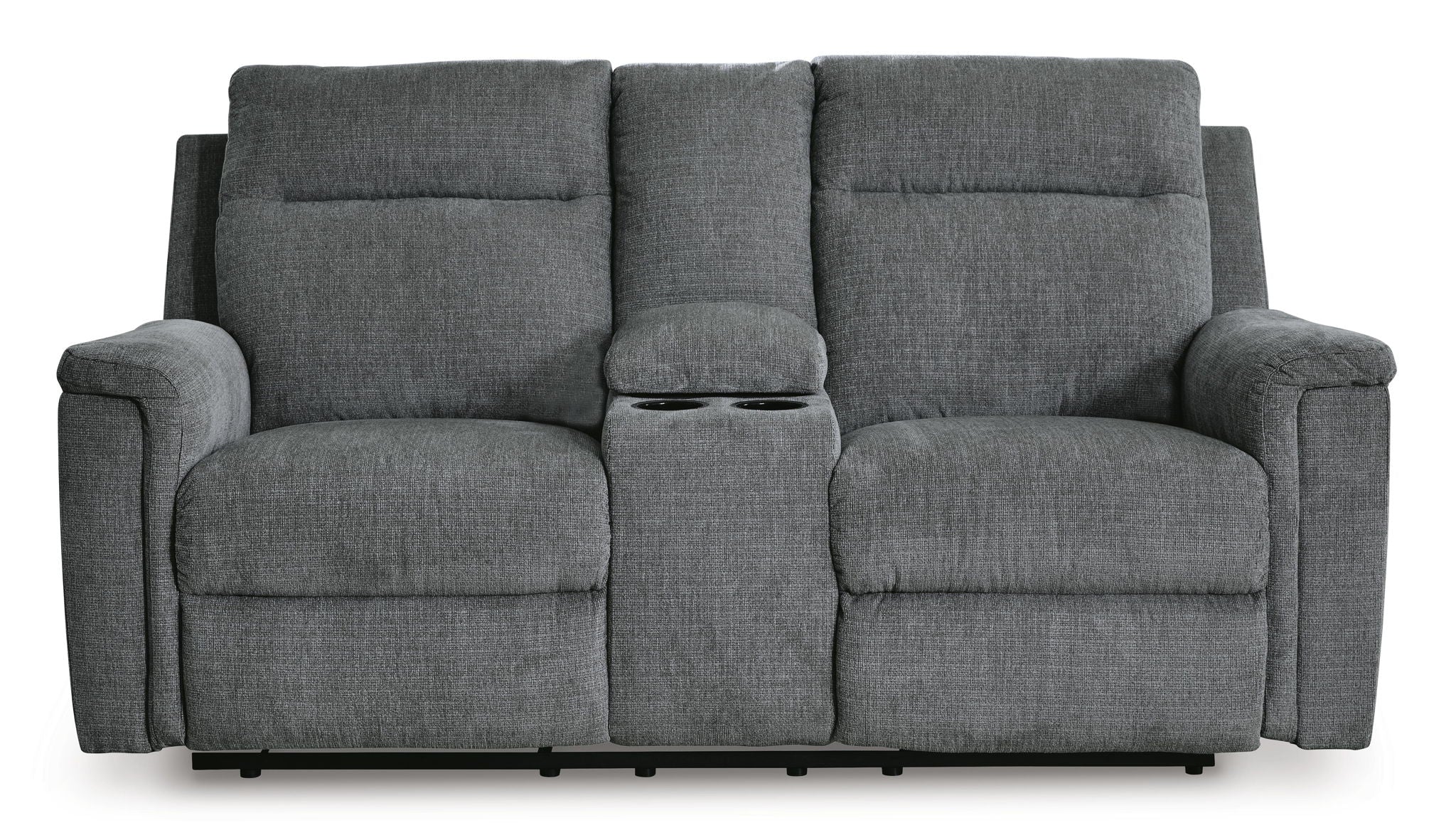 Barnsana - Dbl Power Reclining Loveseat with Console - Fabric - Gravel