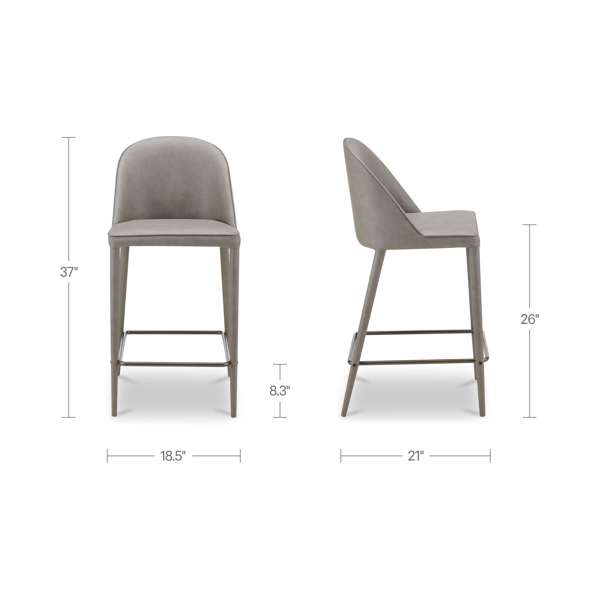 Burton - Counter Stool Vegan Leather - Gray / Blue