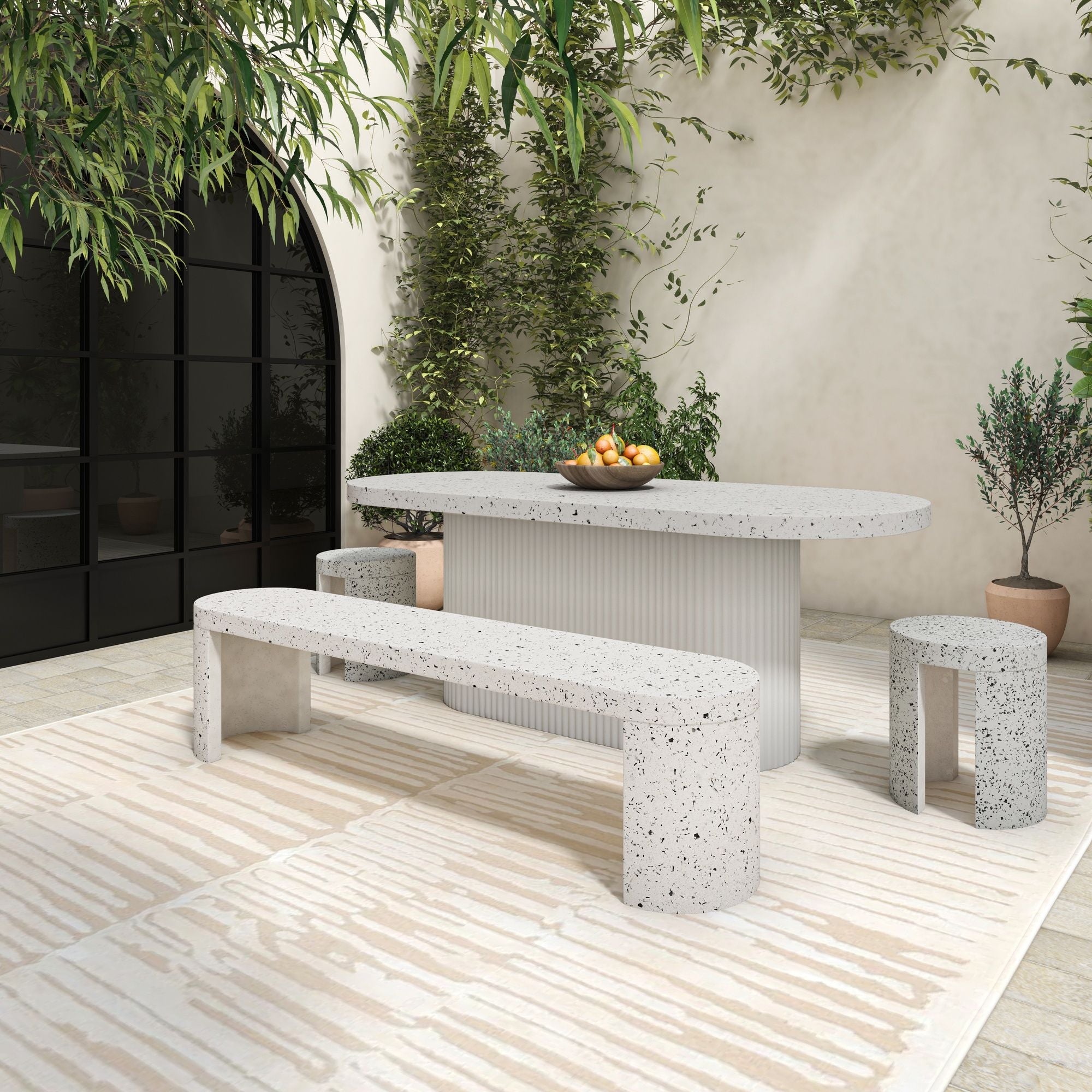 Lyon - Outdoor Cement Dining Table - Pearl Silver