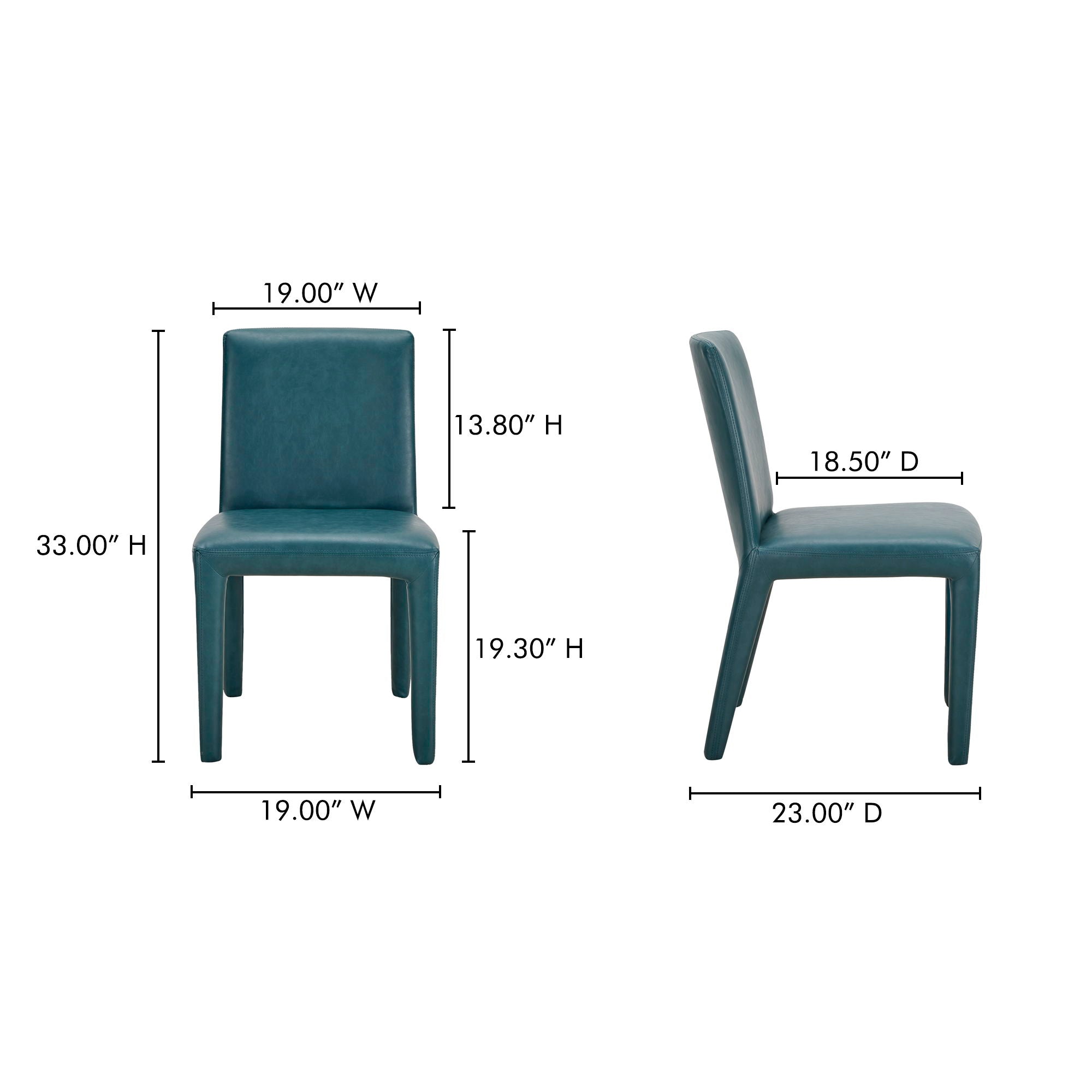 Monte - Vegan Leather Dining Chair (Set of 2) - Teal
