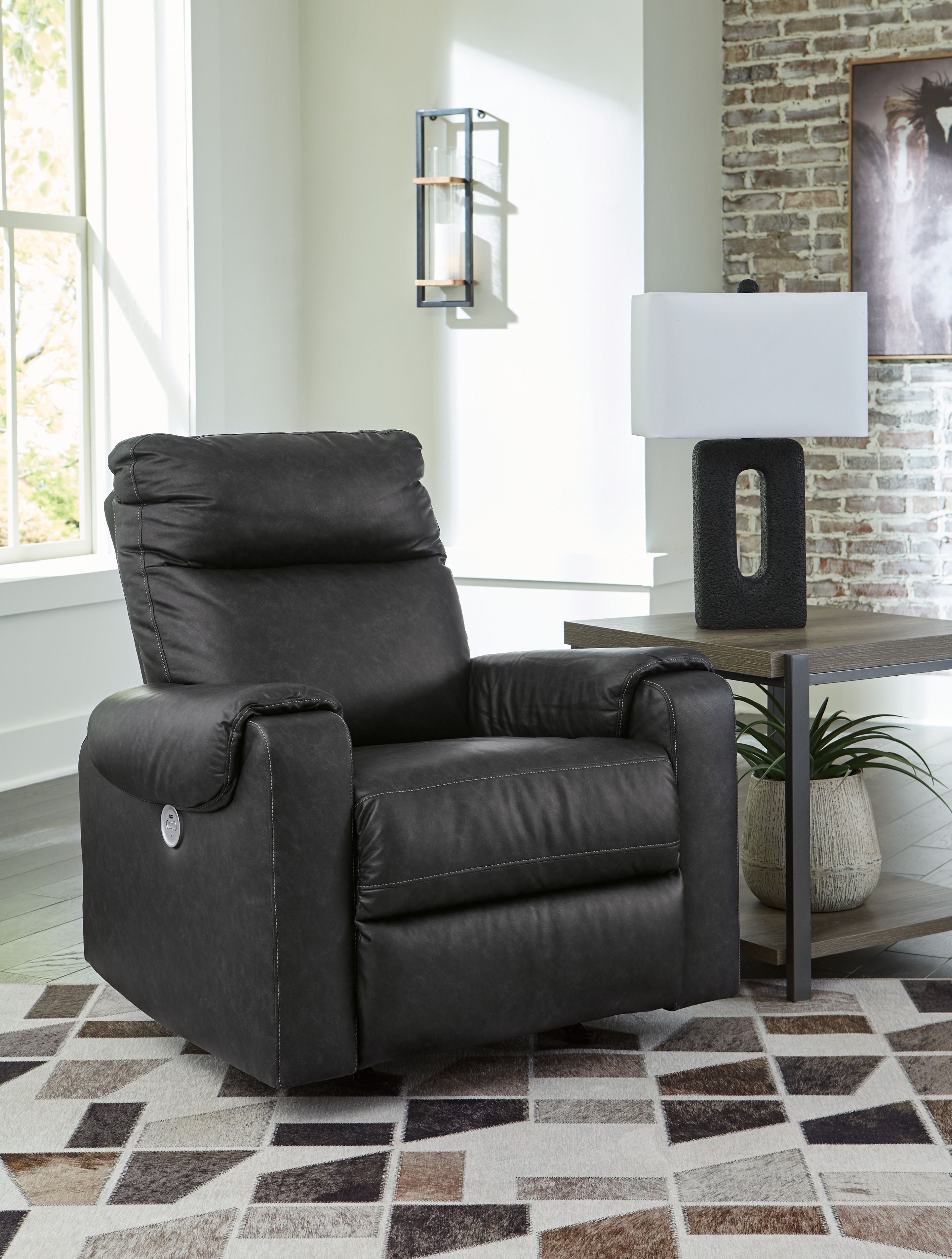 Axtellton - Carbon - Power Rocker Recliner - Faux Leather