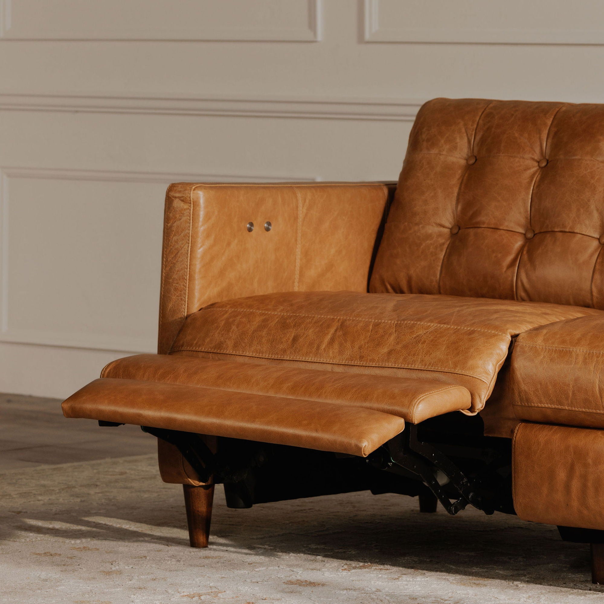 Bridgers - Power Recliner Sofa Leather - Tan