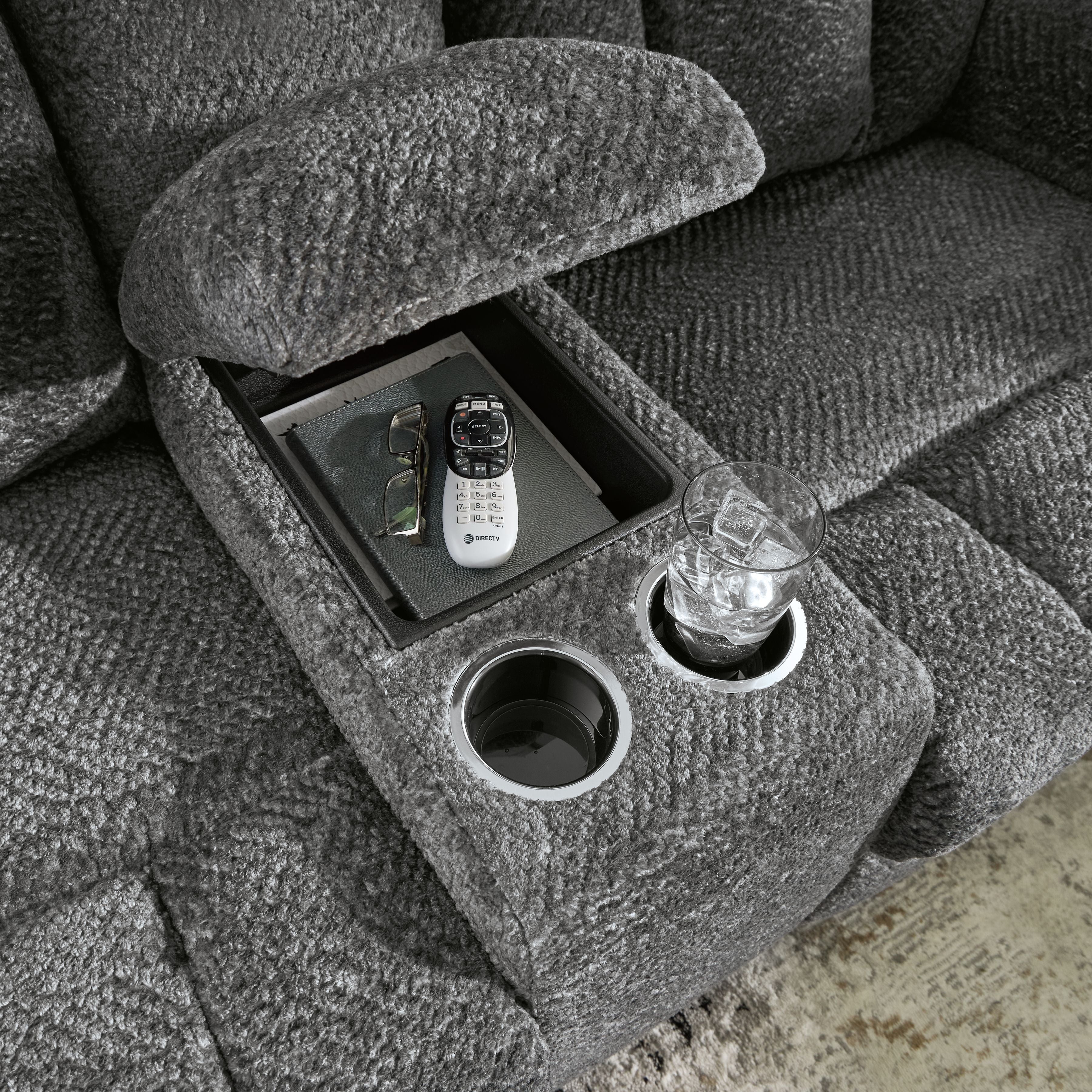 Frohn - Graphite - Dbl Reclining Loveseat With Console - Fabric