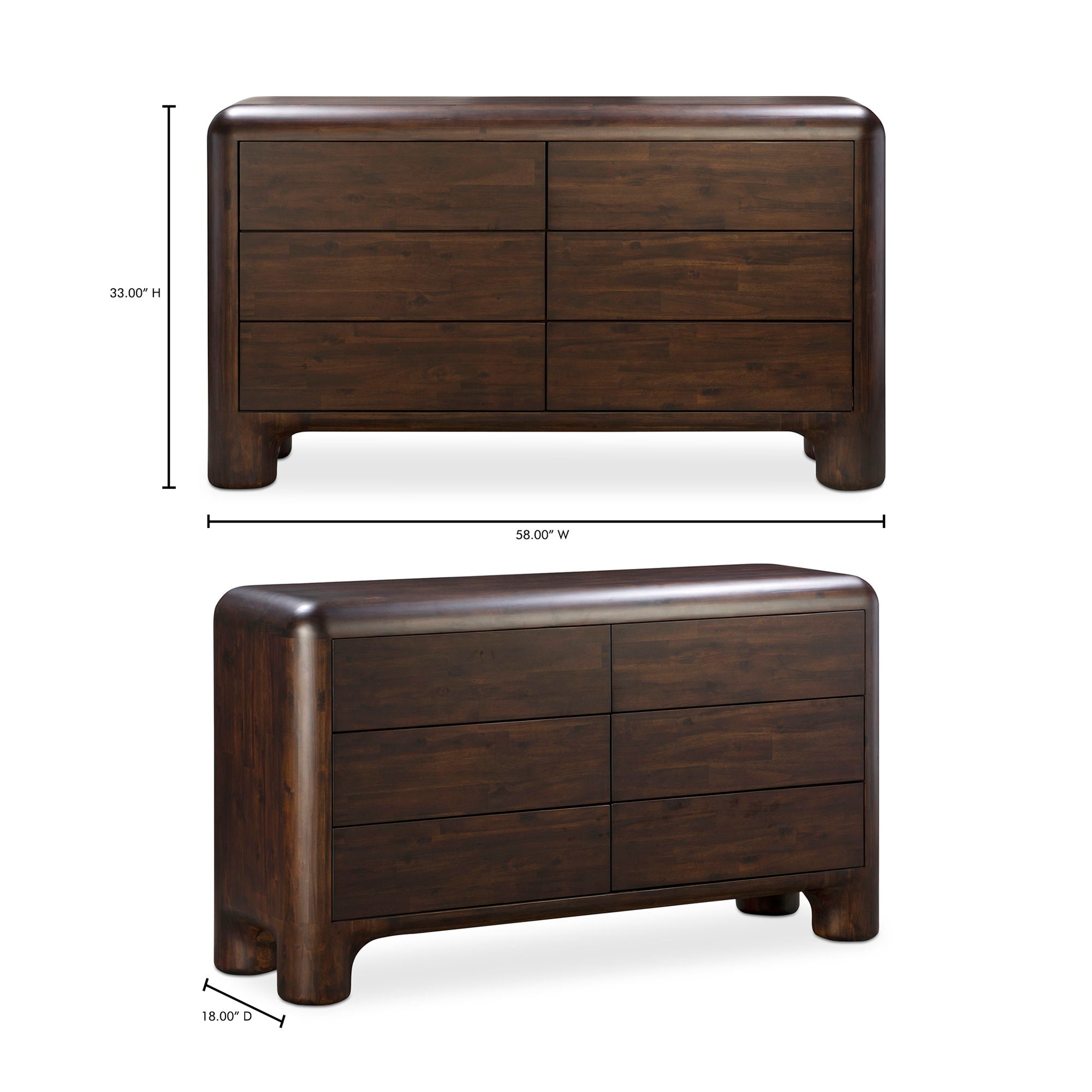 Rowan - 6 Drawer Dresser - Walnut