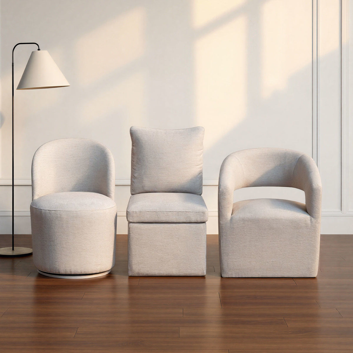Upholstered Dining Chair Curved Open Back