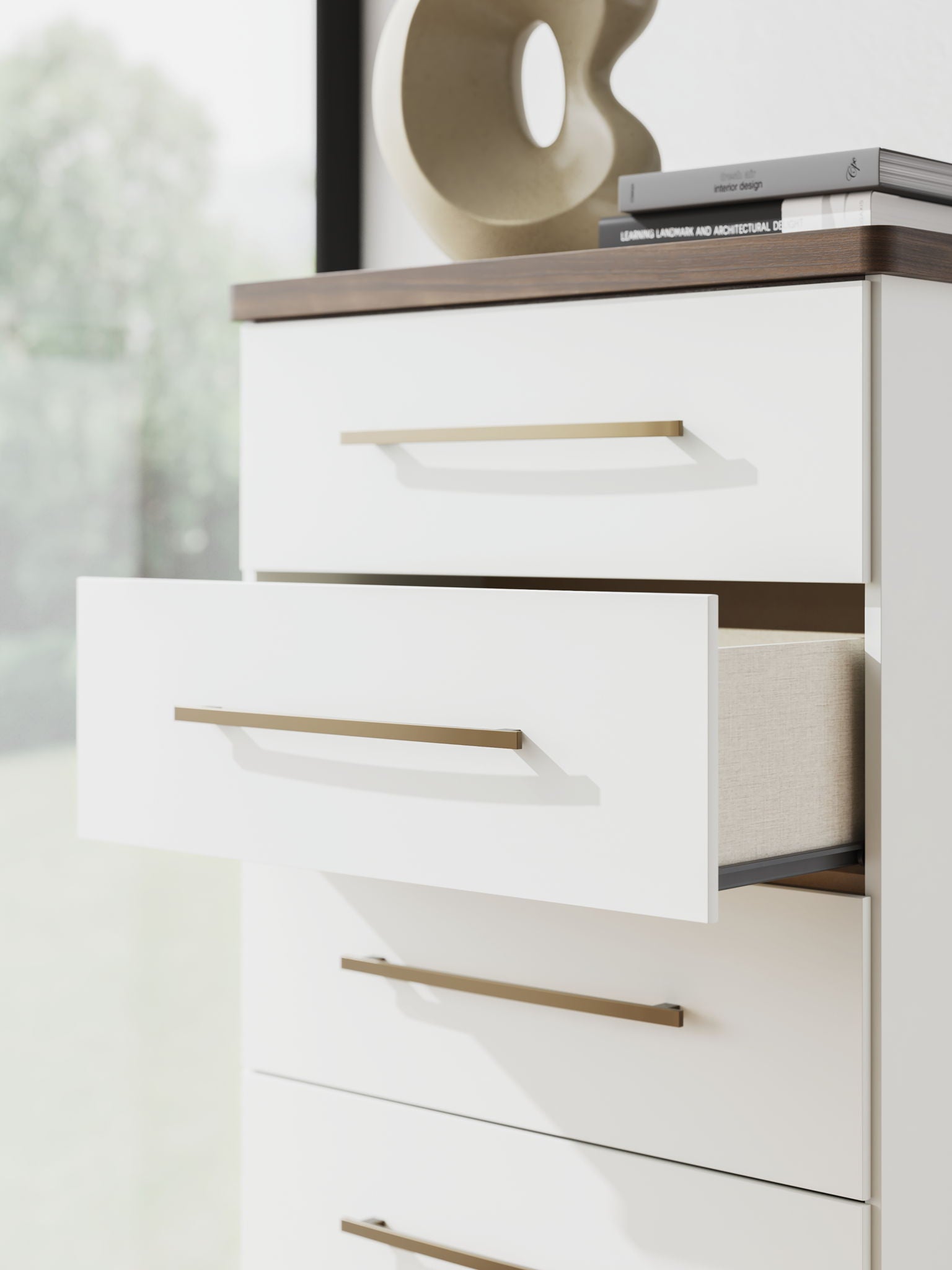 Kendanport - Brown / White - Five Drawer Chest