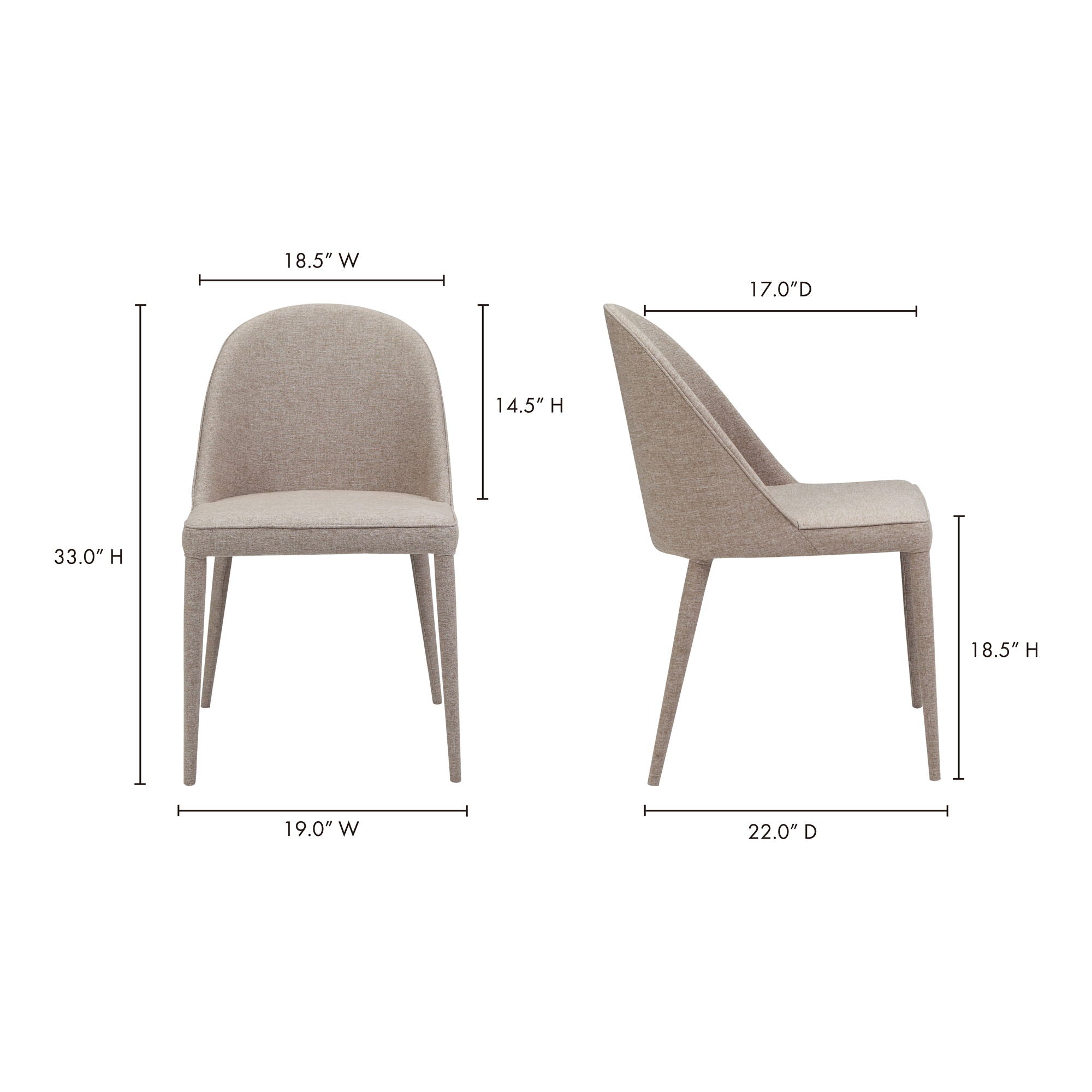 Burton - Fabric Dining Chair (Set of 2) - Light Gray