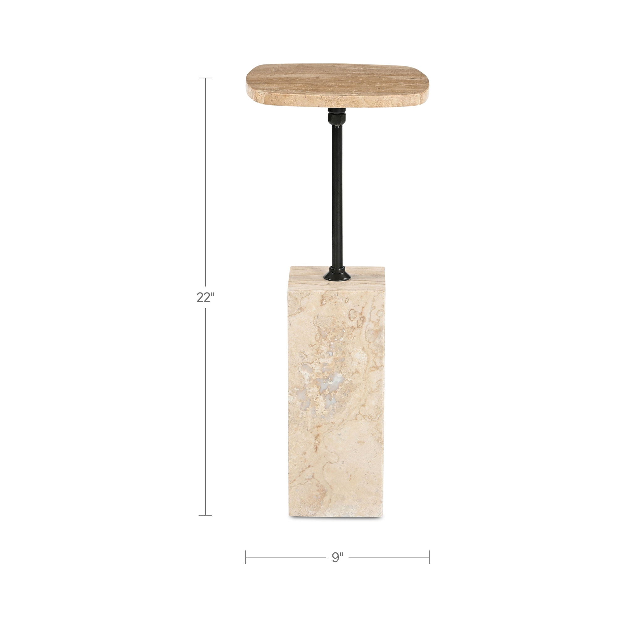 Caro - Side Table Travertine - Beige / Dark Gray