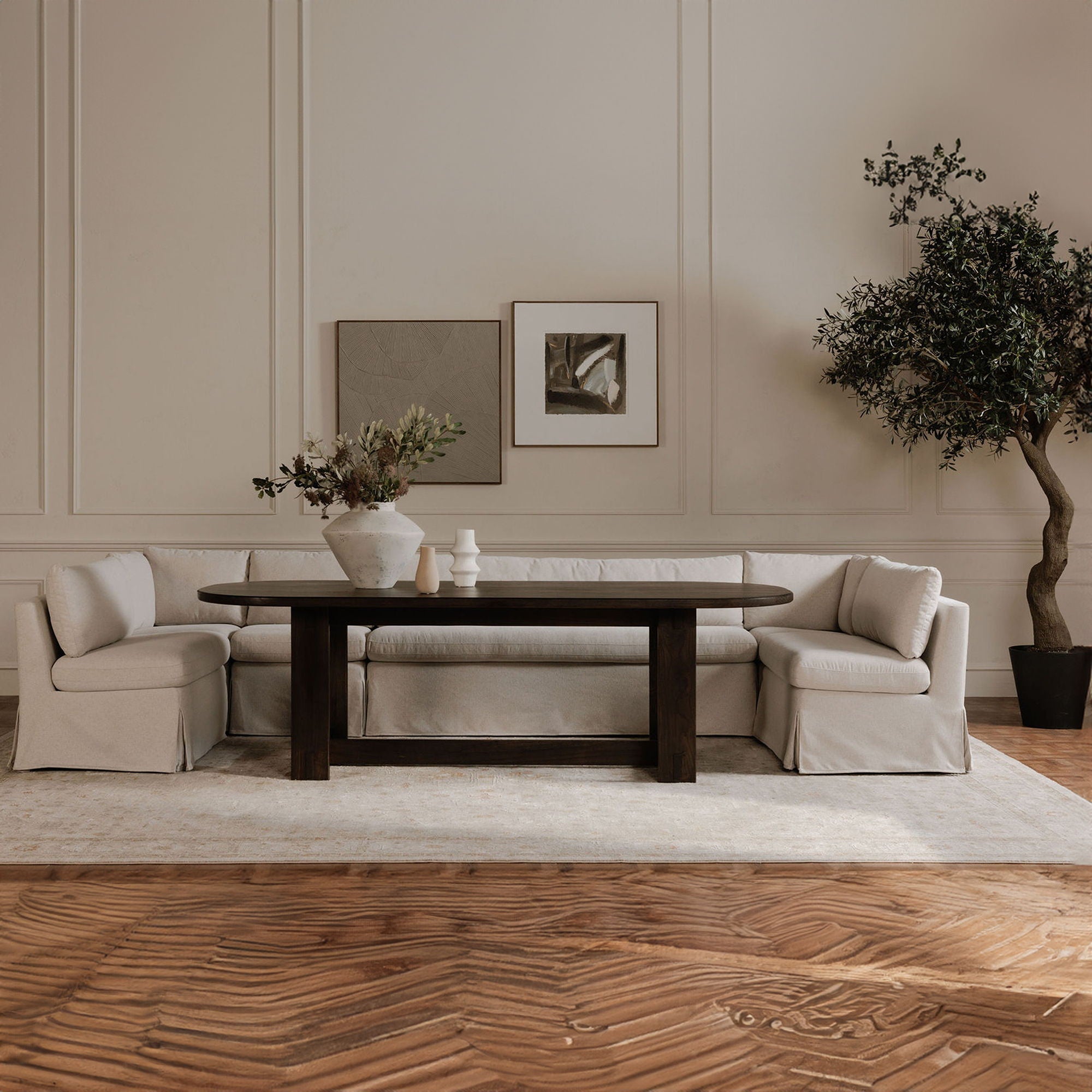 Fable - Slipcover Dining Chair And Half - Beige