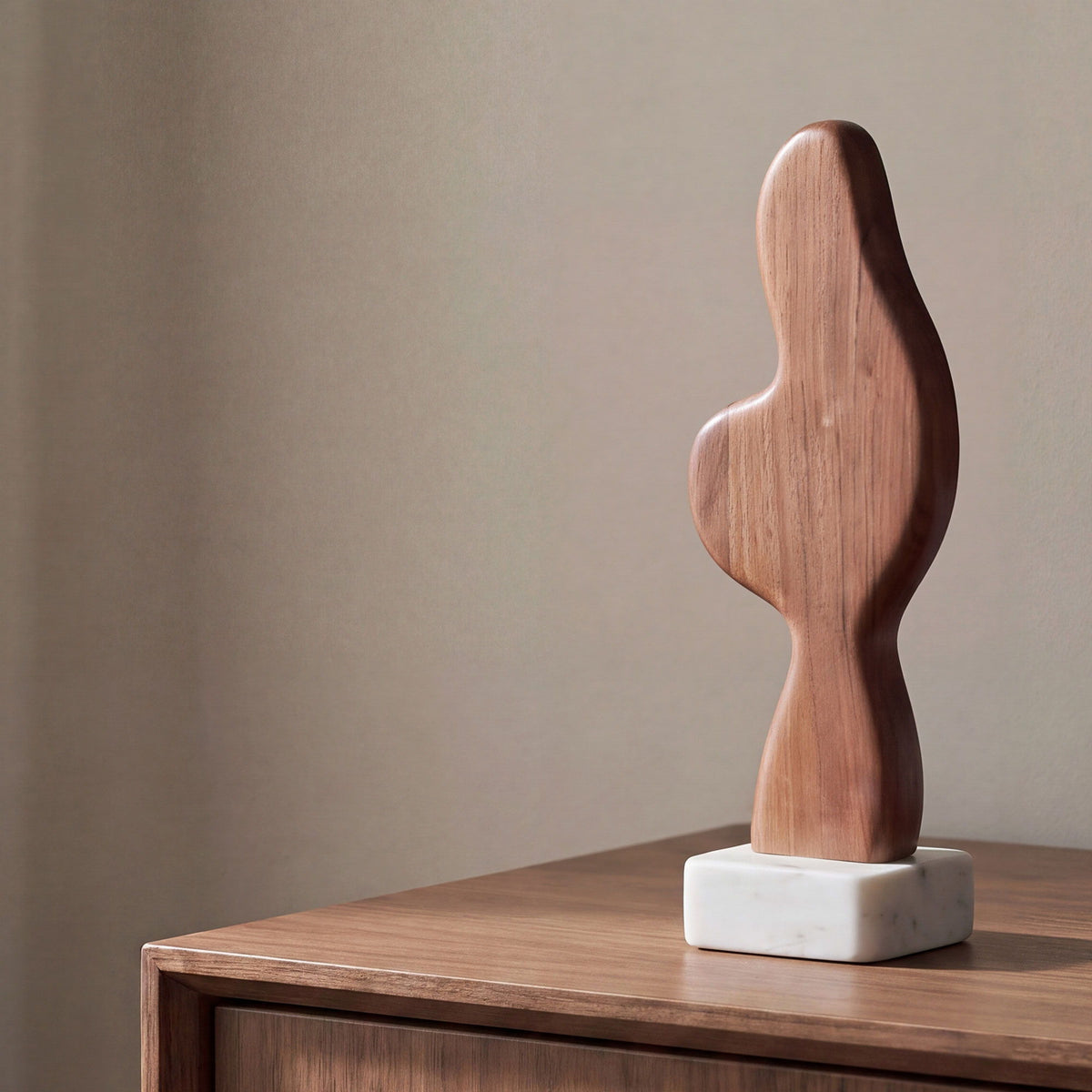 Eon - Wood And Marble Sculpture 1 - Brown