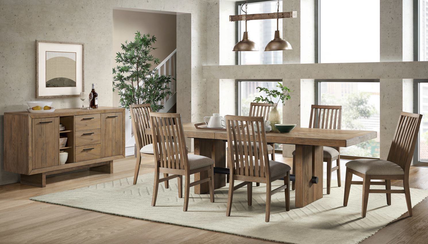 Landmark - Trestle Dining Table - Weathered Oak