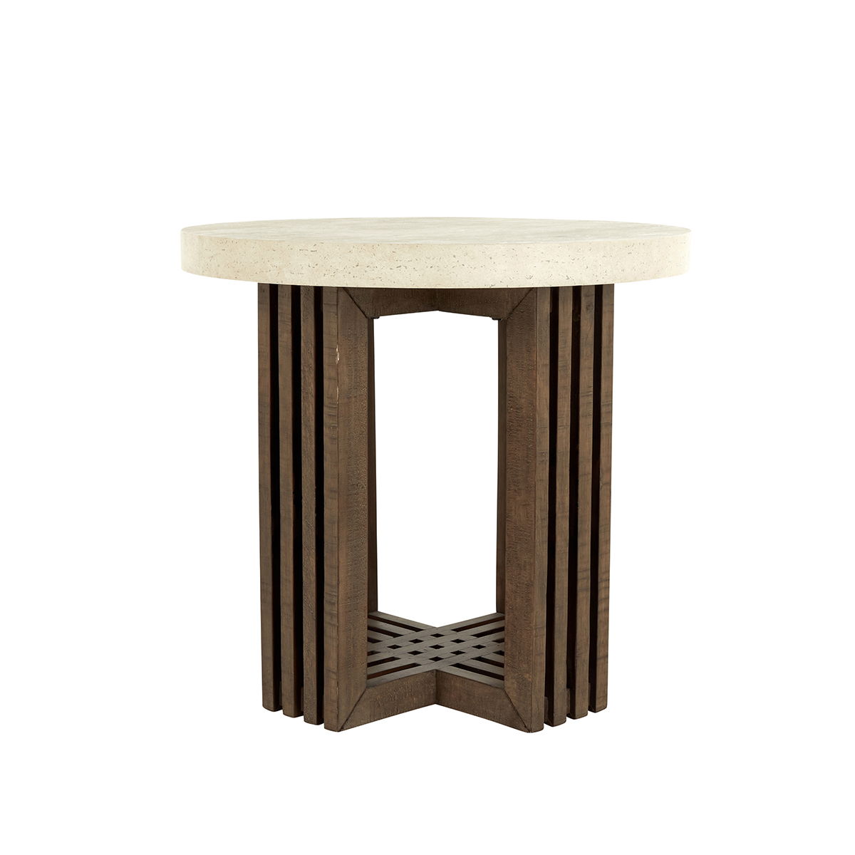 Aspen - Round End Table - Distressed Brown/Antique White