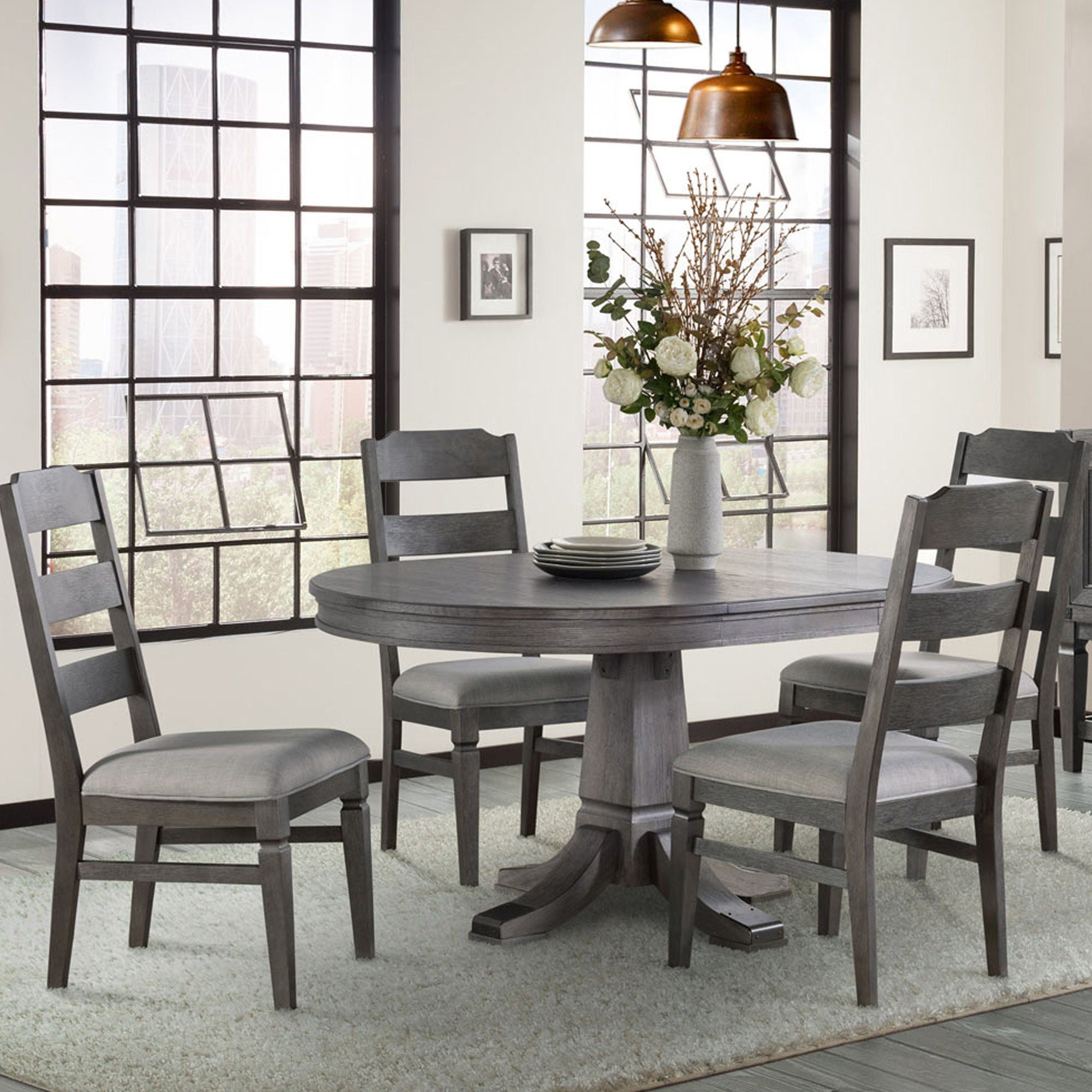 Foundry - Pedestal Table - Brushed Pewter