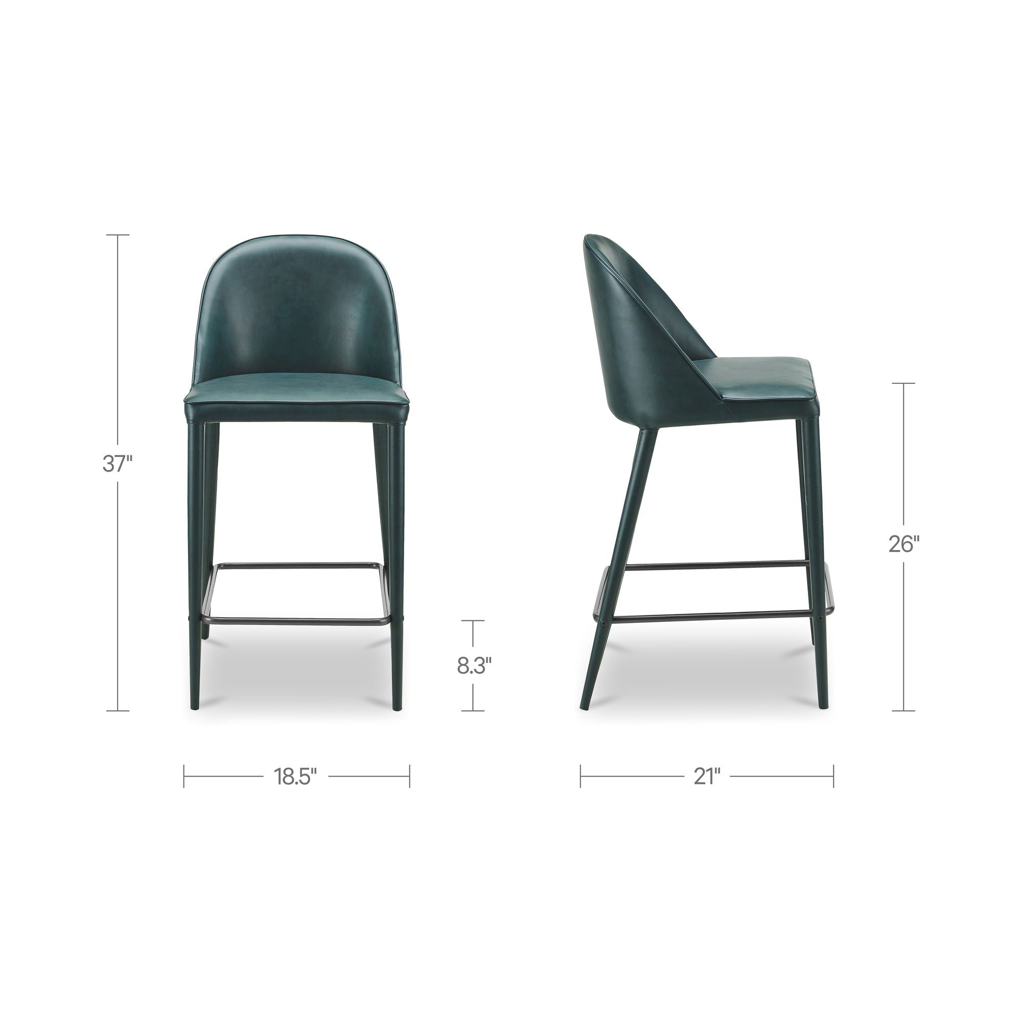 Burton - Counter Stool Vegan Leather - Dark Teal / Blue
