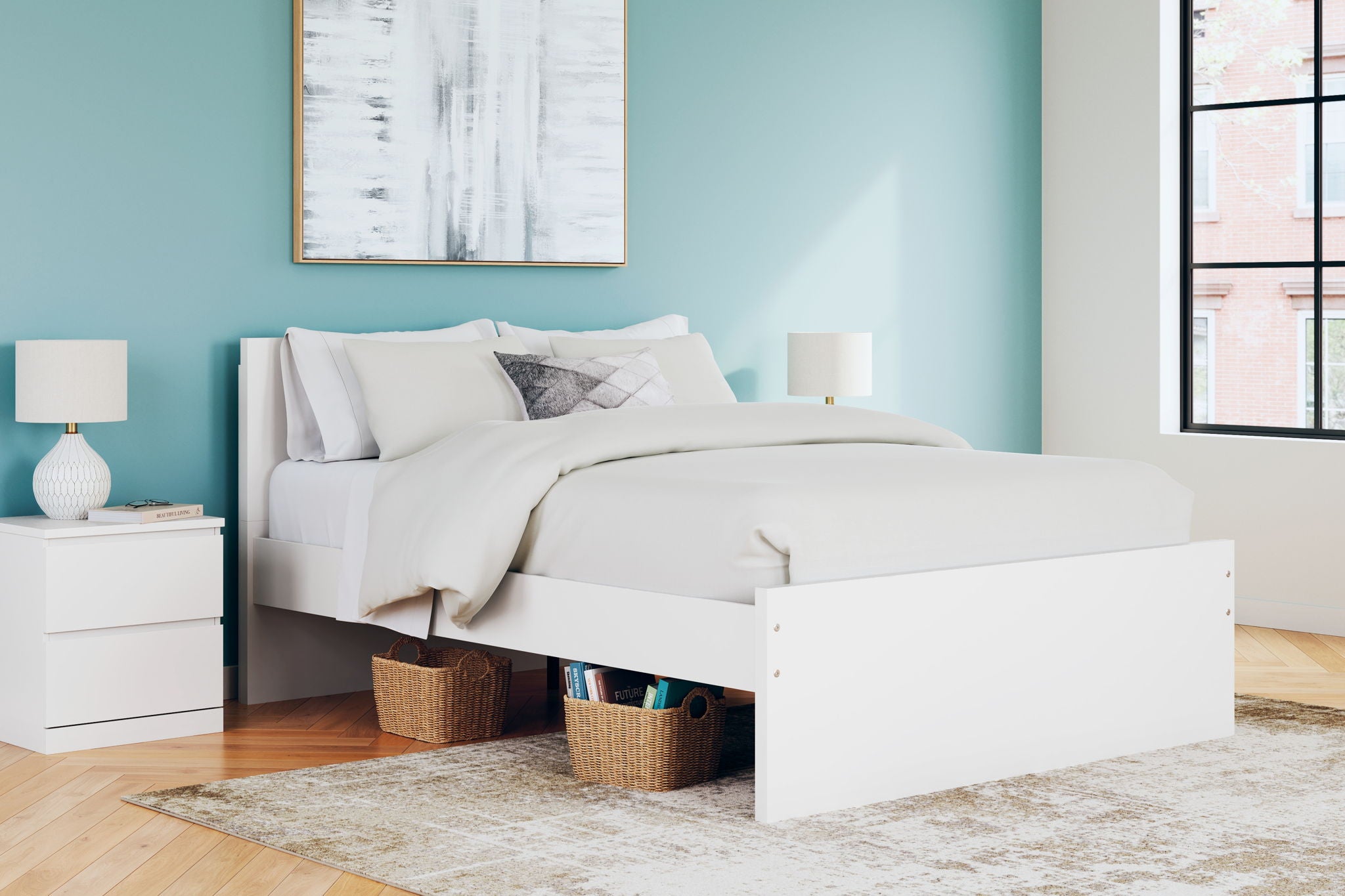 Onita - White - Queen Panel Platform Bed