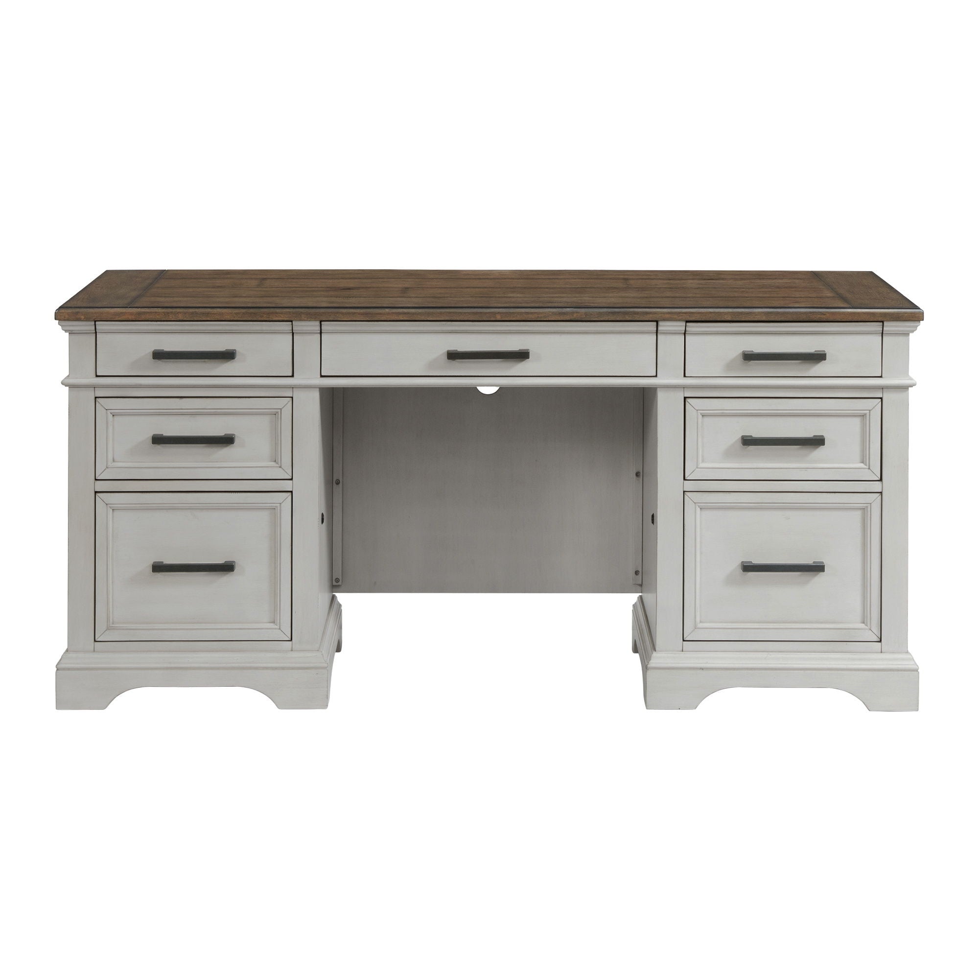 Drake - Executive Desk - Rustic White / French Oak