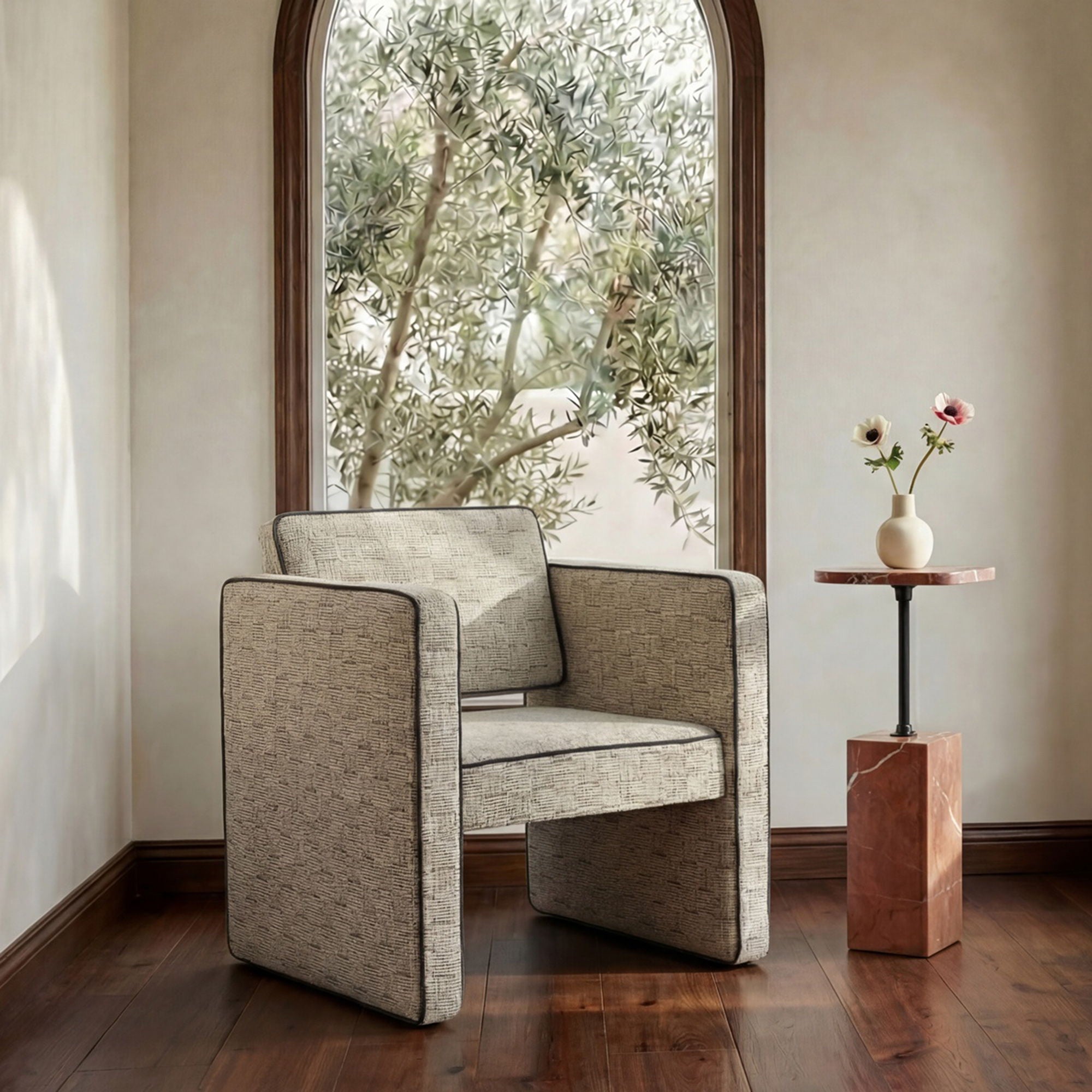 Harris - Accent Chair - Black / Beige Weave