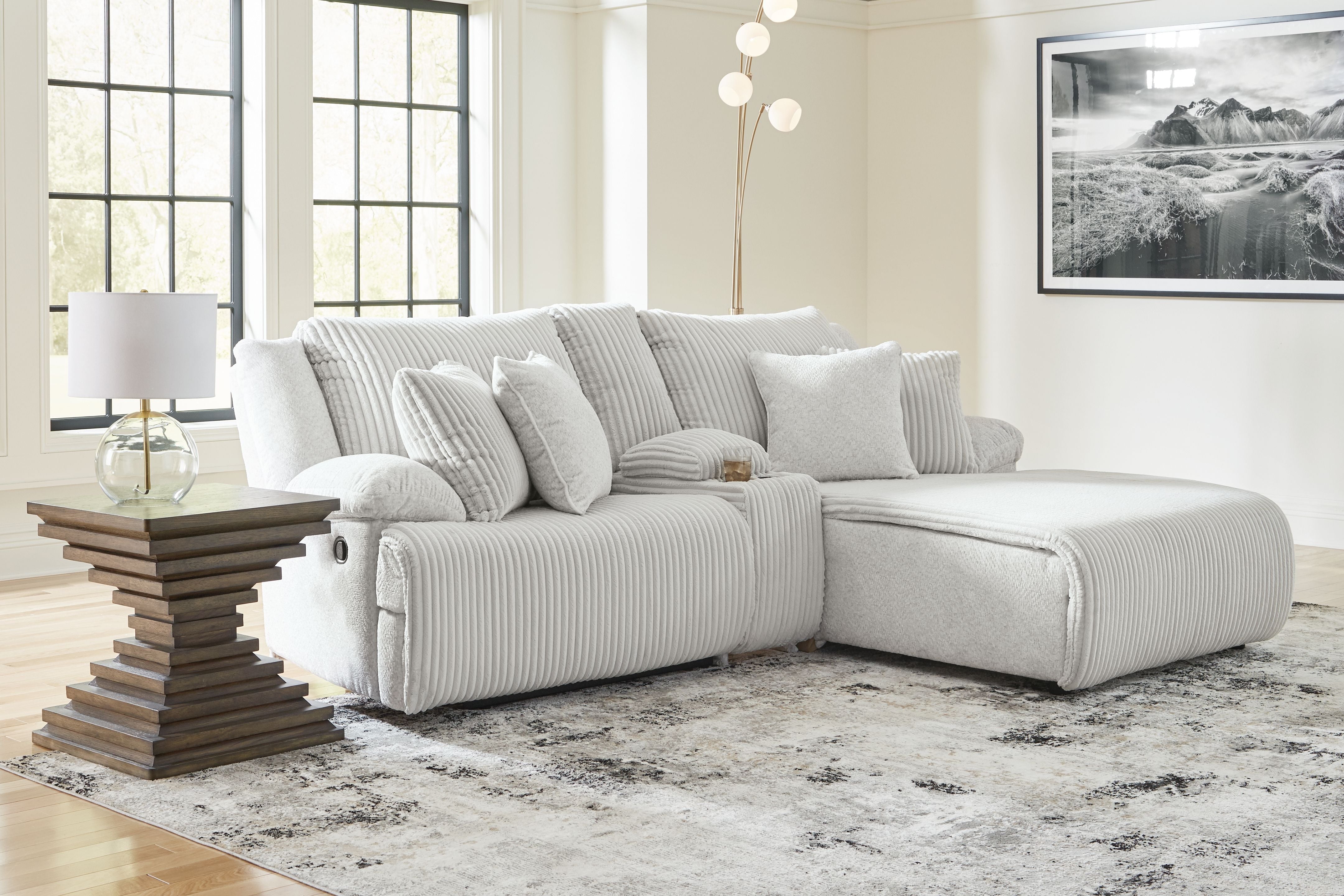 Top Tier - Alloy - 3-Piece Reclining Sectional Sofa With Raf Chaise - Fabric