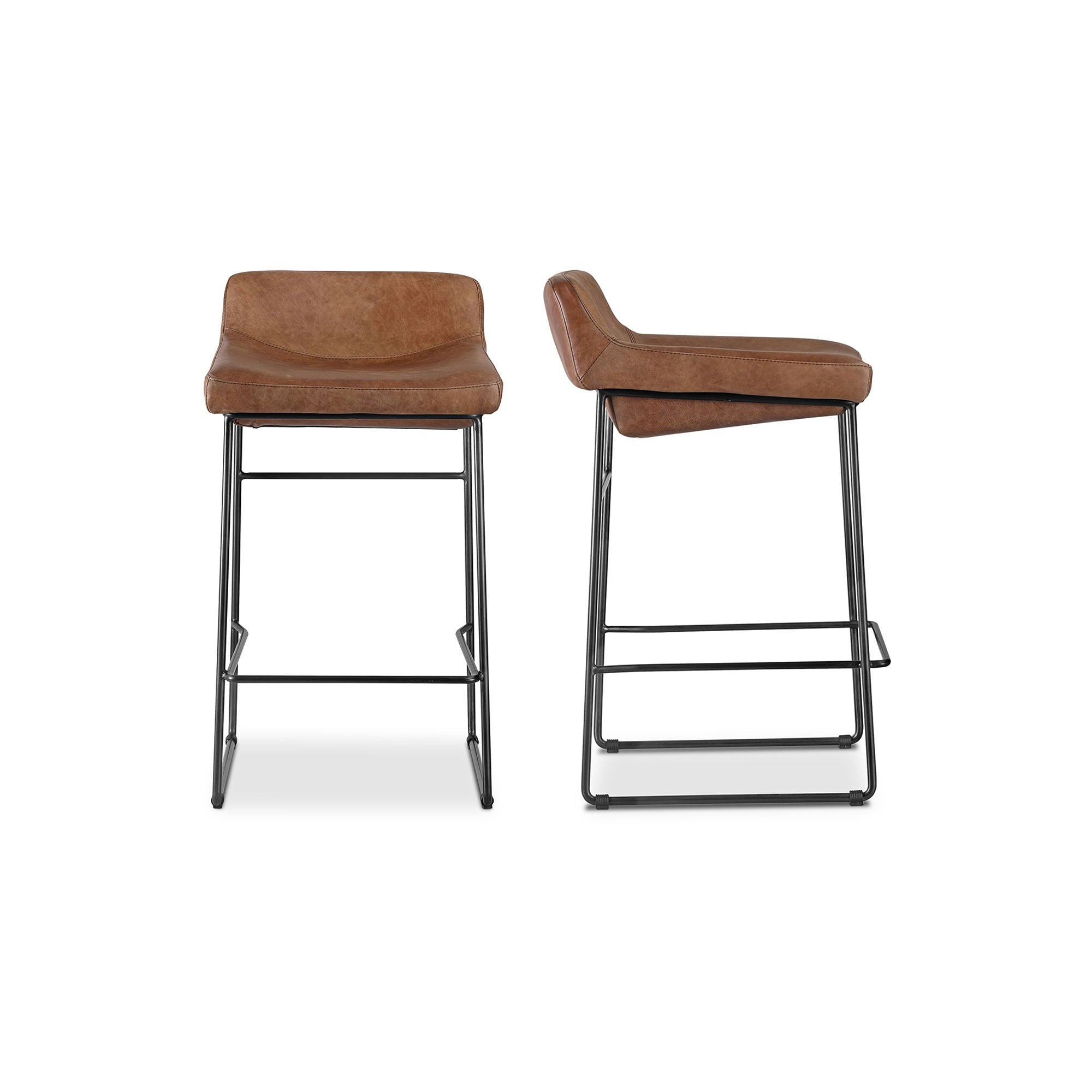 Starlet - Counter Stool Open Road Leather (Set of 2) - Brown